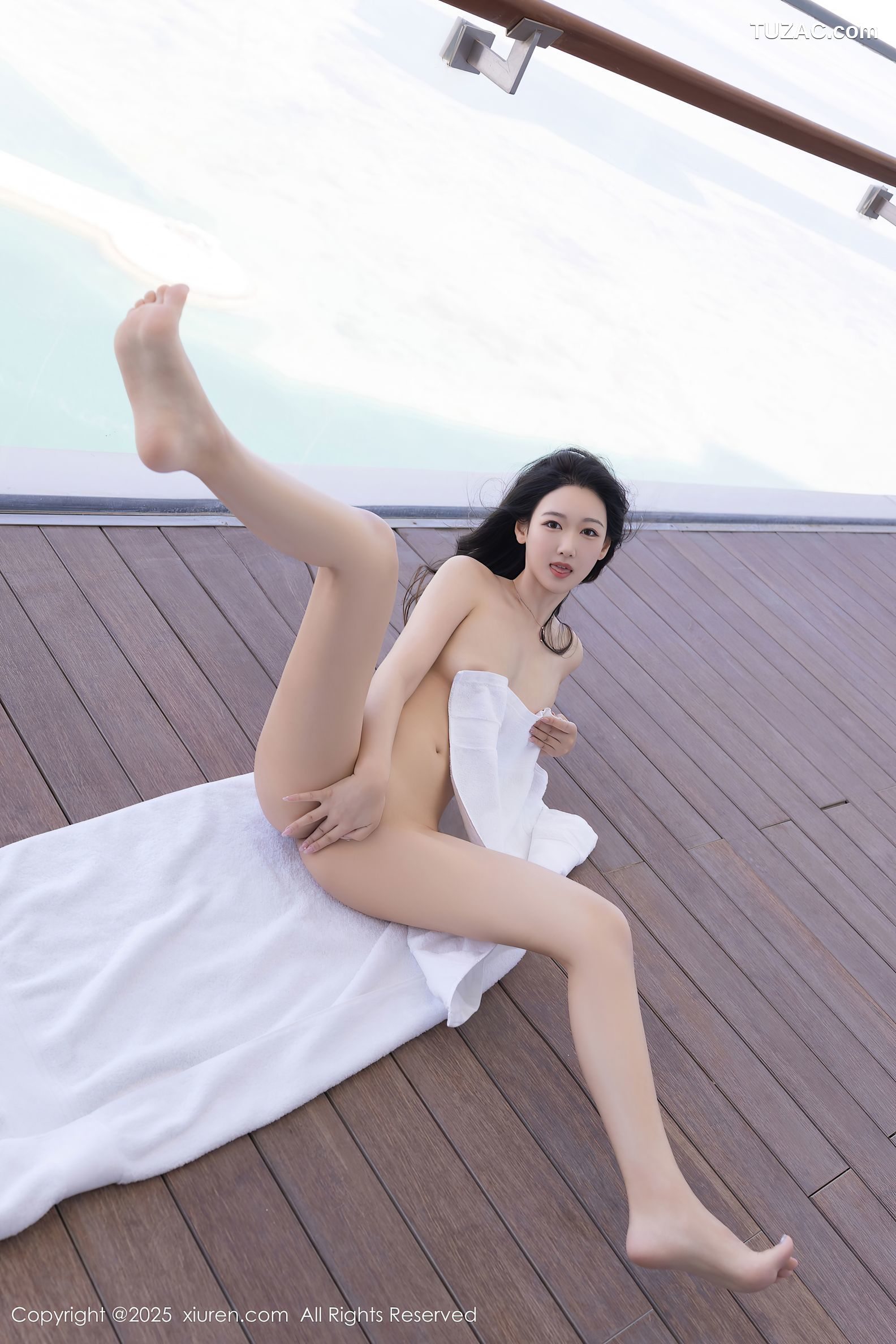 XiuRen秀人网-10120-唐安琪-褐色连衣短裙黑蕾丝内衣白浴巾裸体-2025.04.07
