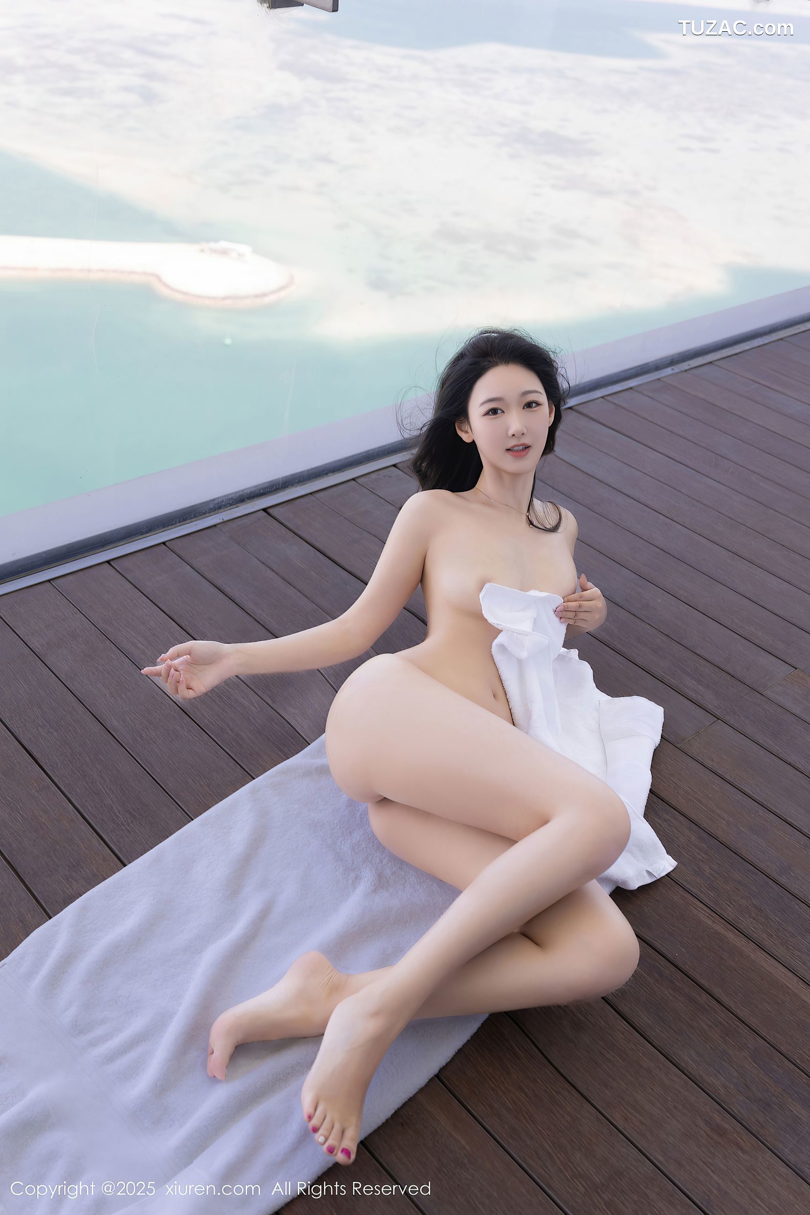 XiuRen秀人网-10120-唐安琪-褐色连衣短裙黑蕾丝内衣白浴巾裸体-2025.04.07