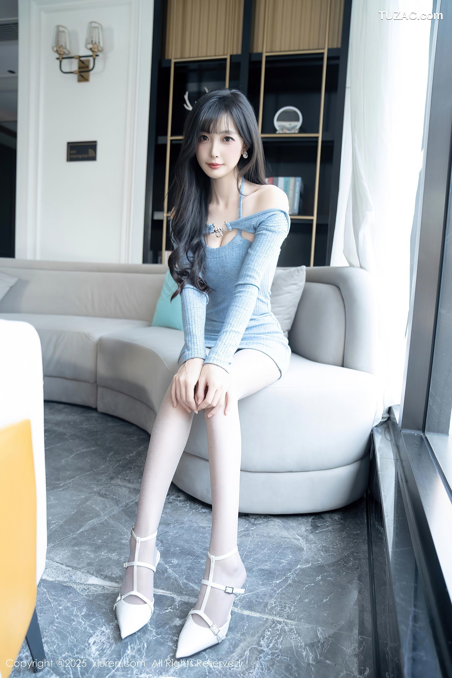 XiuRen秀人网-10124-樱桃小阑子-浅蓝色连衣短裙-2025.04.08