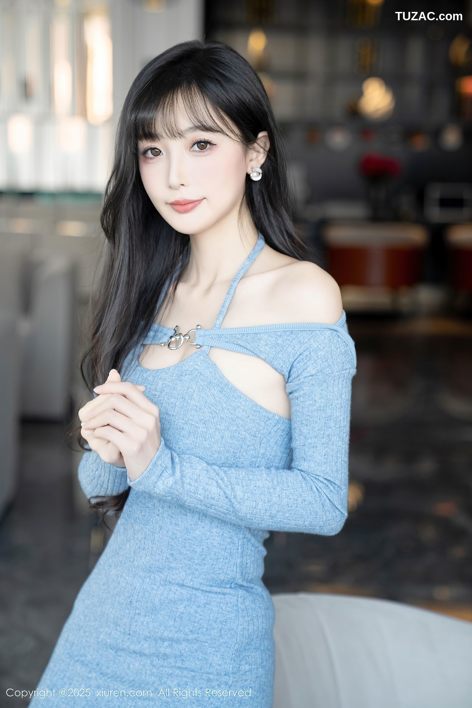 XiuRen秀人网-10124-樱桃小阑子-浅蓝色连衣短裙-2025.04.08