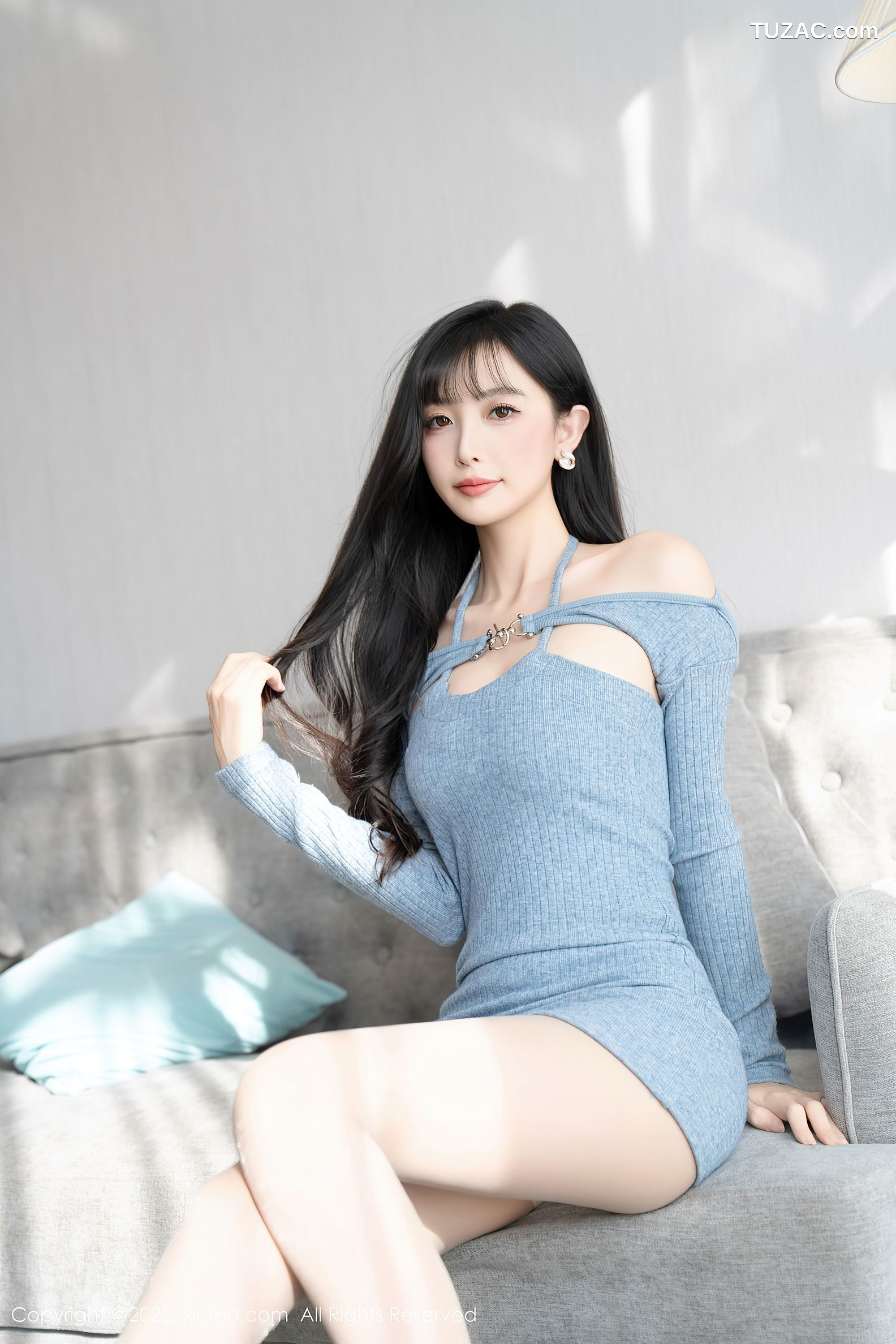 XiuRen秀人网-10124-樱桃小阑子-浅蓝色连衣短裙-2025.04.08