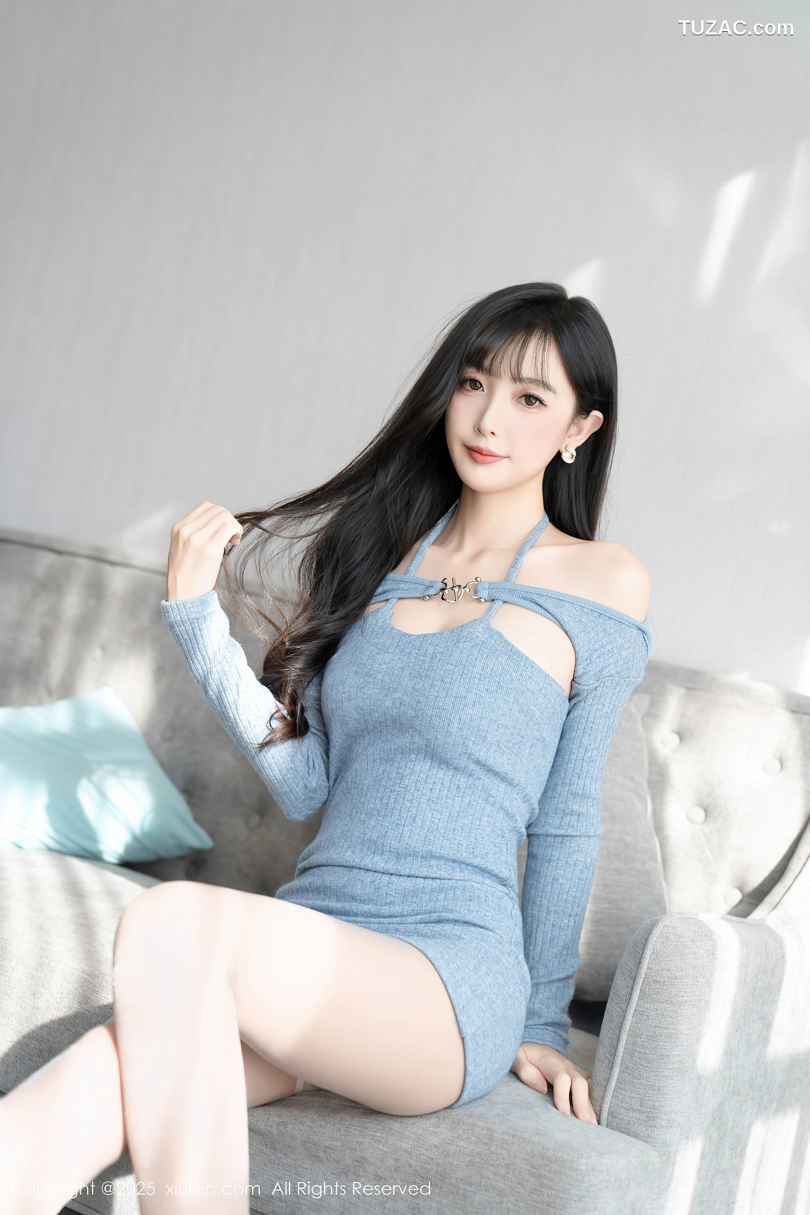 XiuRen秀人网-10124-樱桃小阑子-浅蓝色连衣短裙-2025.04.08