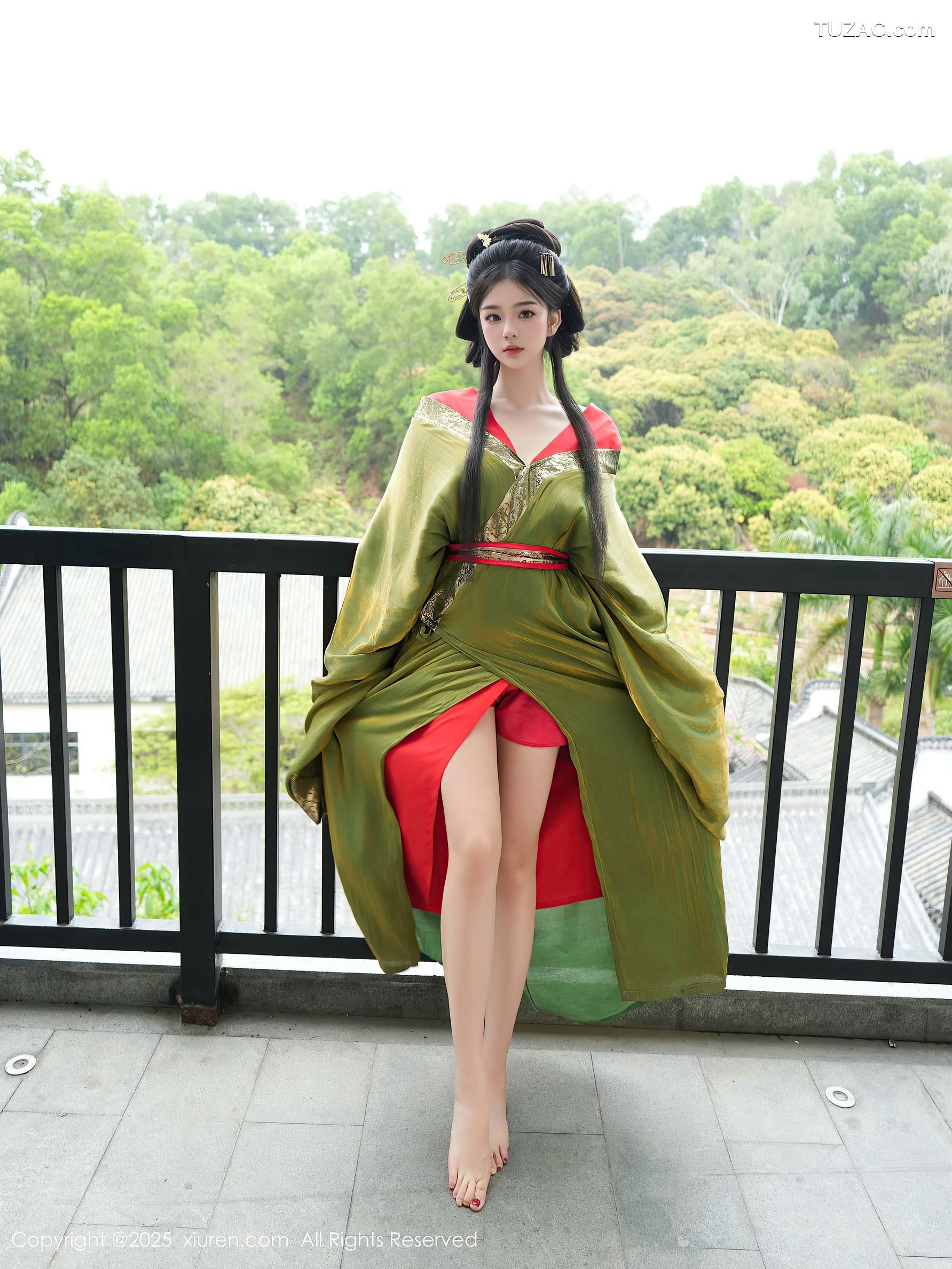 XiuRen秀人网-10126-雪糕CiCi-绿色唐风汉服红色亵衣爆乳-2025.04.09