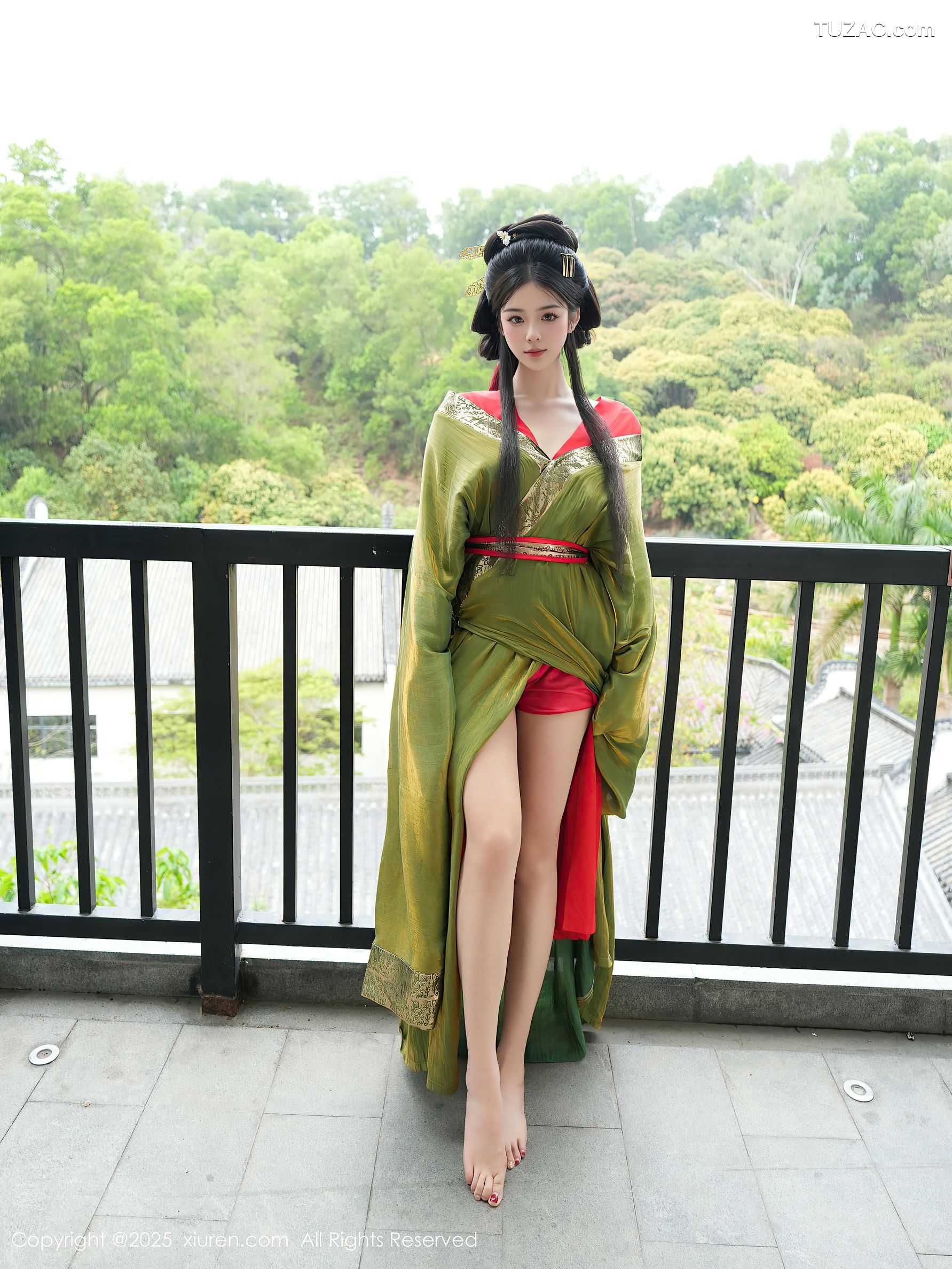 XiuRen秀人网-10126-雪糕CiCi-绿色唐风汉服红色亵衣爆乳-2025.04.09