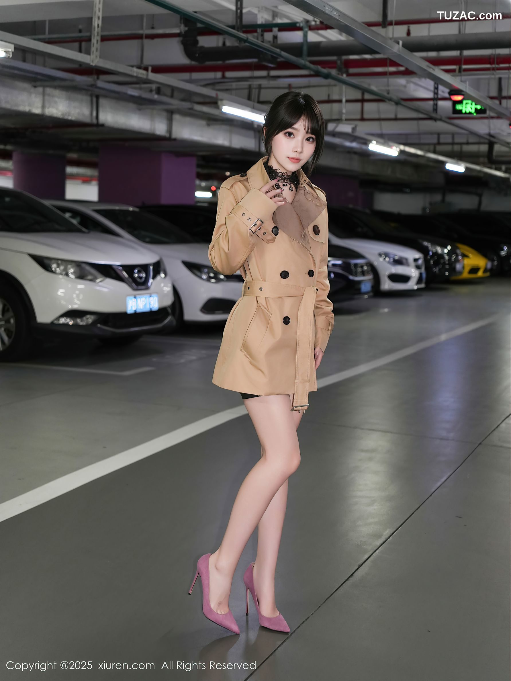 XiuRen秀人网-10134-汁汁-地下停车场米色大衣情趣黑皮短裙黑蕾丝爆乳绑缚-2025.04.10