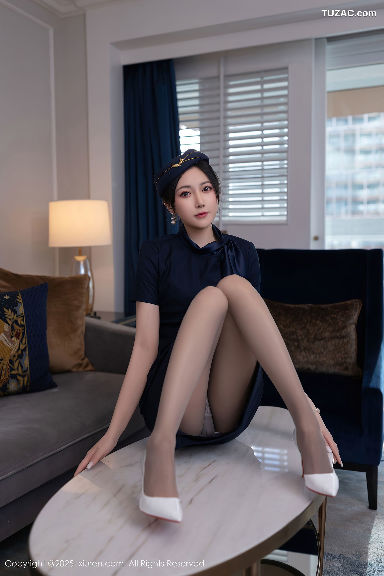 XiuRen秀人网-10142-鱼子酱Fish-深蓝制服空姐女神服务-2025.04.11