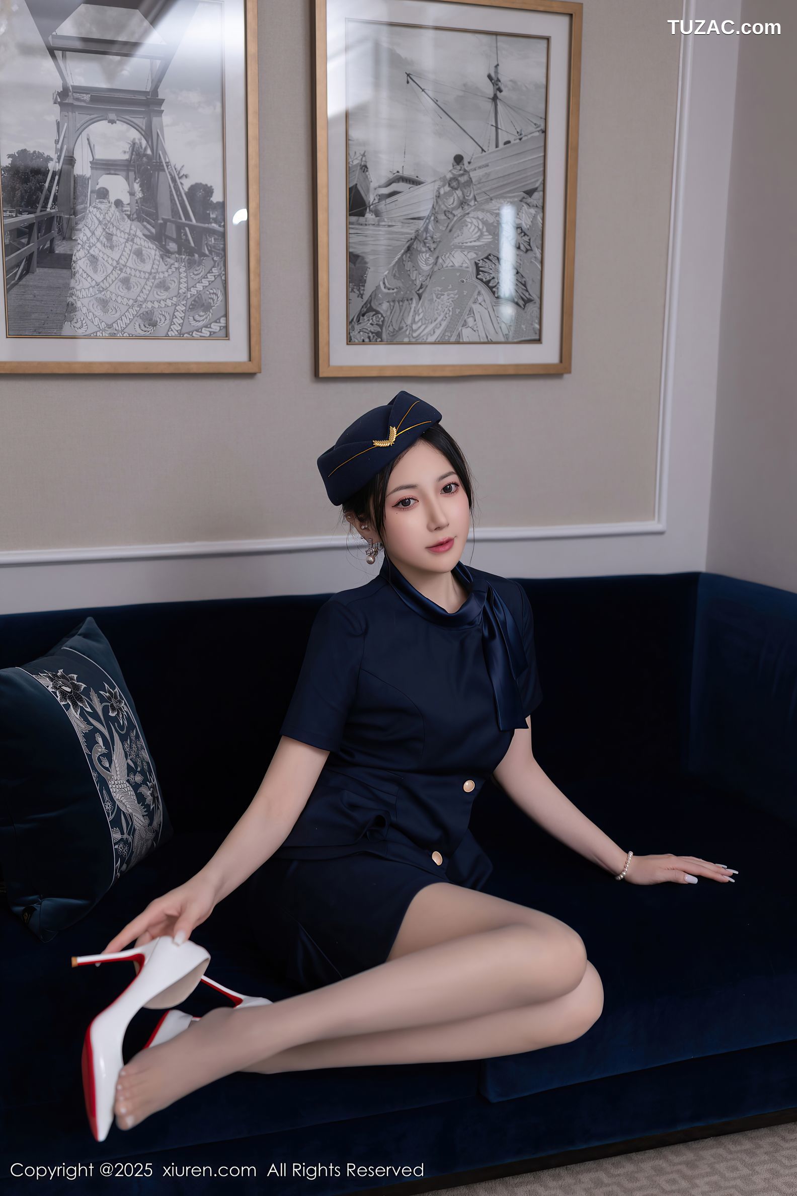 XiuRen秀人网-10142-鱼子酱Fish-深蓝制服空姐女神服务-2025.04.11