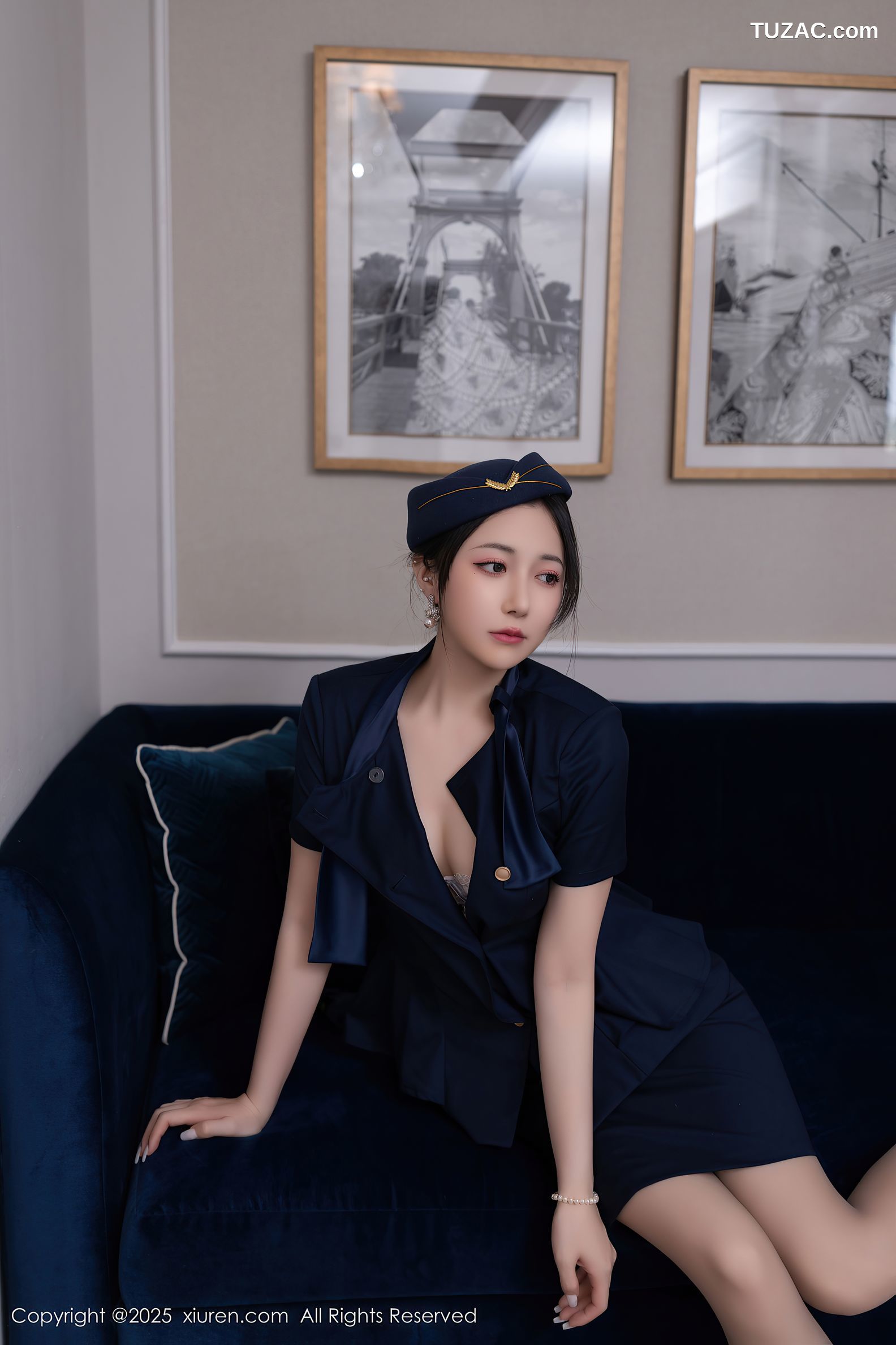 XiuRen秀人网-10142-鱼子酱Fish-深蓝制服空姐女神服务-2025.04.11