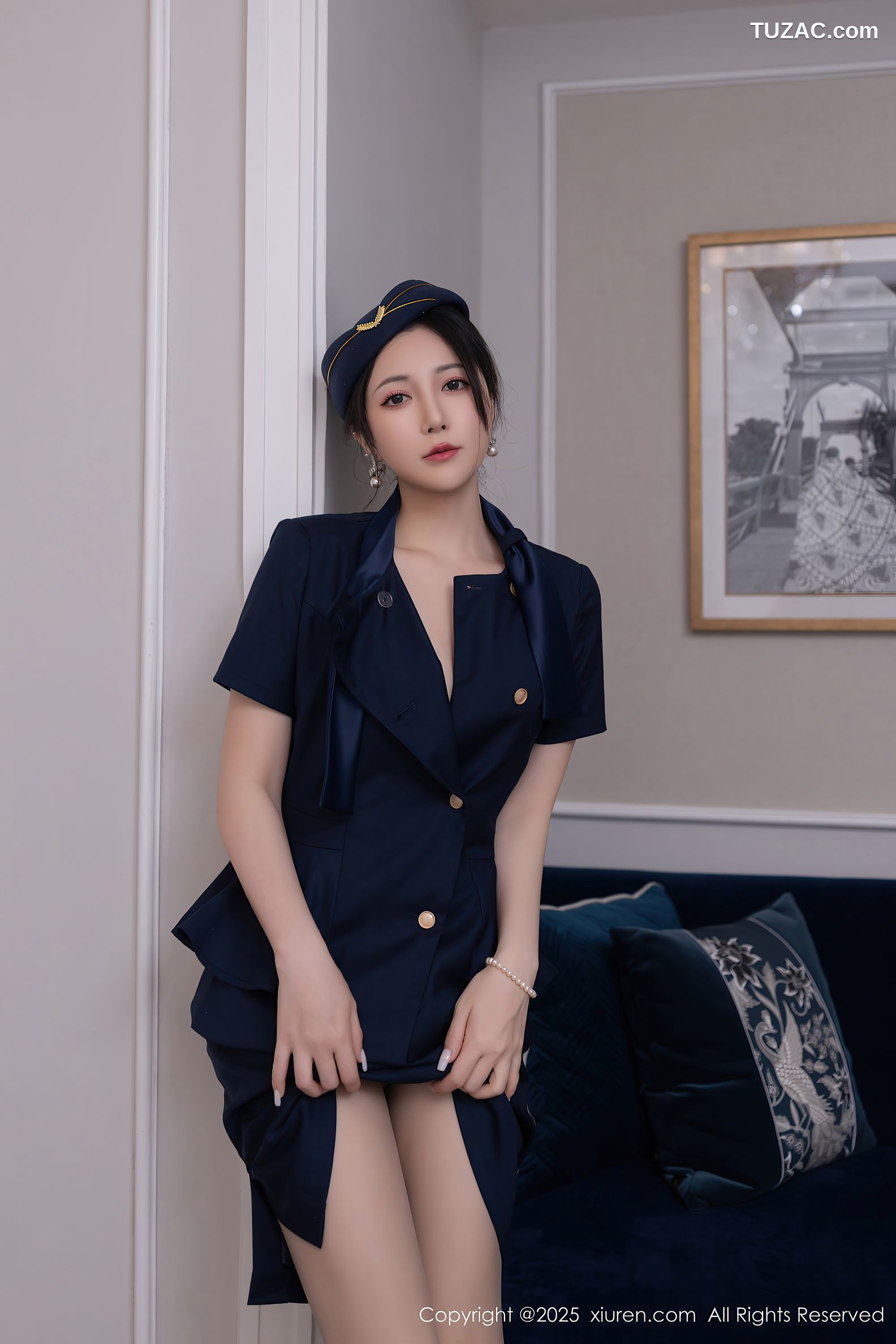 XiuRen秀人网-10142-鱼子酱Fish-深蓝制服空姐女神服务-2025.04.11