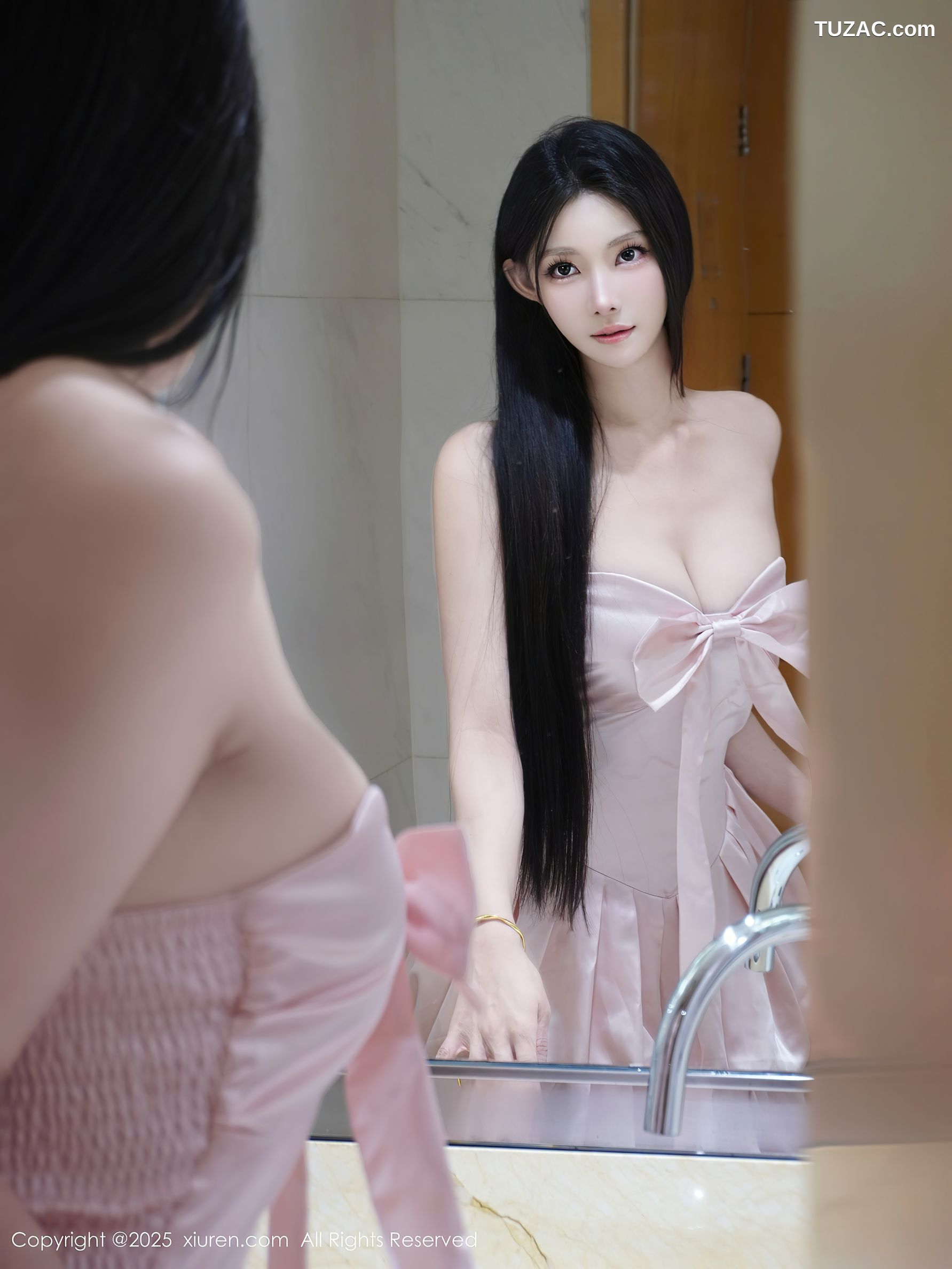 XiuRen秀人网-10147-雪见-粉色连衣短裙黑白情趣内衣-2025.04.14