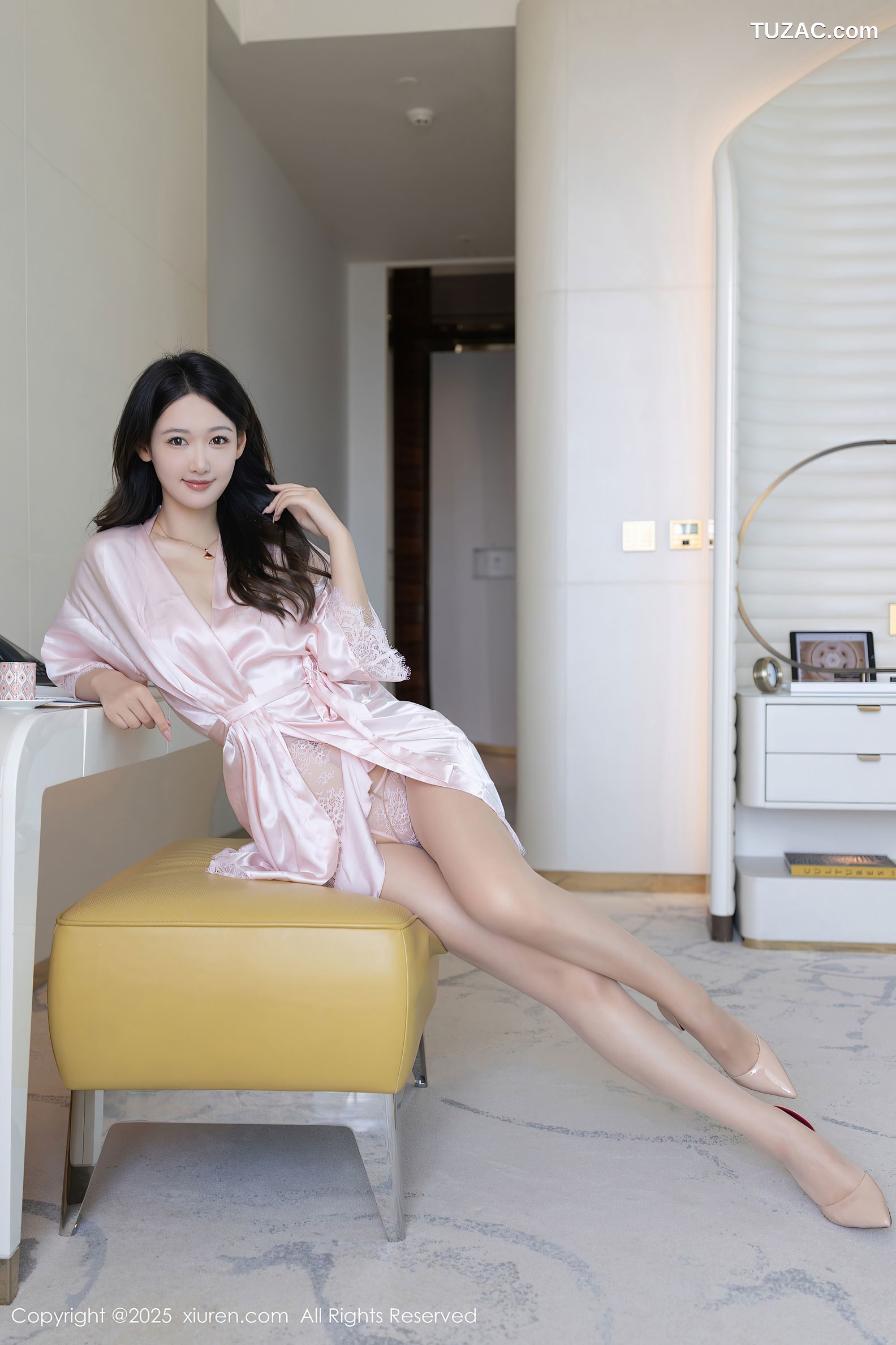XiuRen秀人网-10150-唐安琪-粉色睡袍粉色蕾丝睡衣-2025.04.14