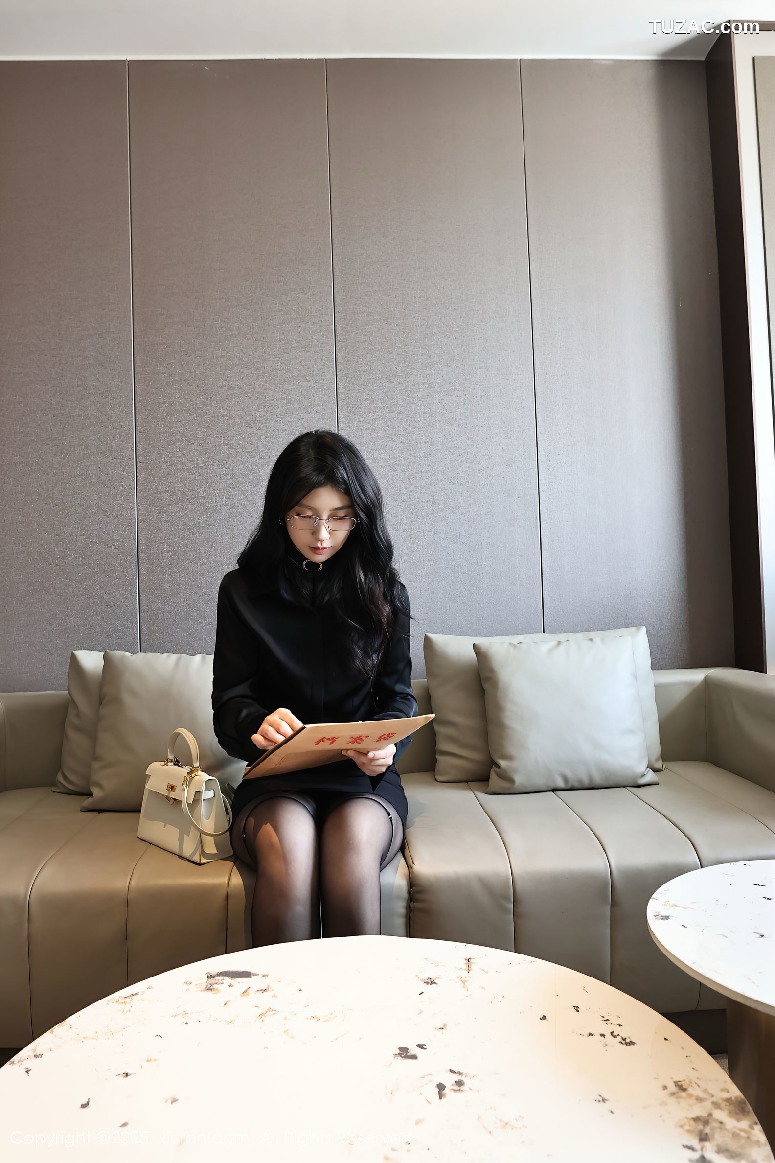 XiuRen秀人网-10167-小芭乐-黑裙装OL面试场景黑色蕾丝内衣黑丝绑缚-2025.04.18