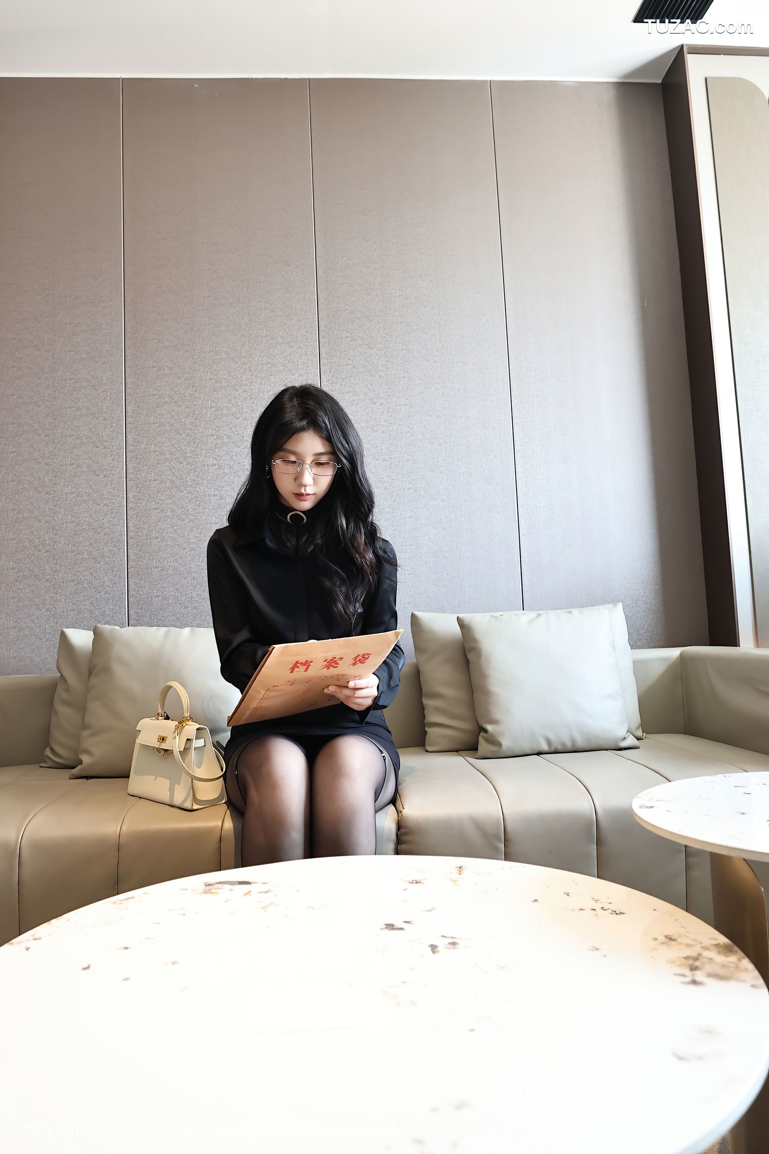 XiuRen秀人网-10167-小芭乐-黑裙装OL面试场景黑色蕾丝内衣黑丝绑缚-2025.04.18