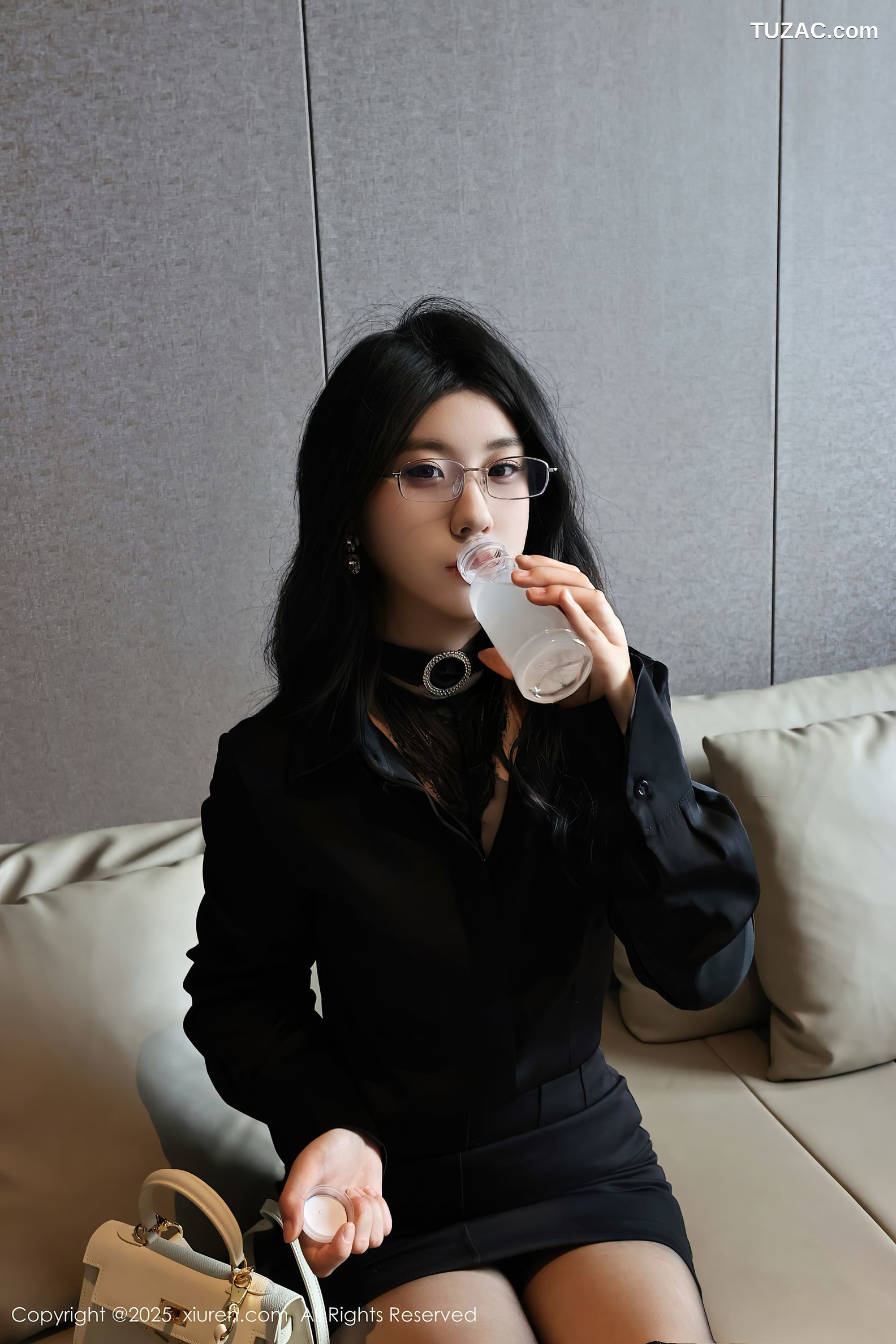 XiuRen秀人网-10167-小芭乐-黑裙装OL面试场景黑色蕾丝内衣黑丝绑缚-2025.04.18