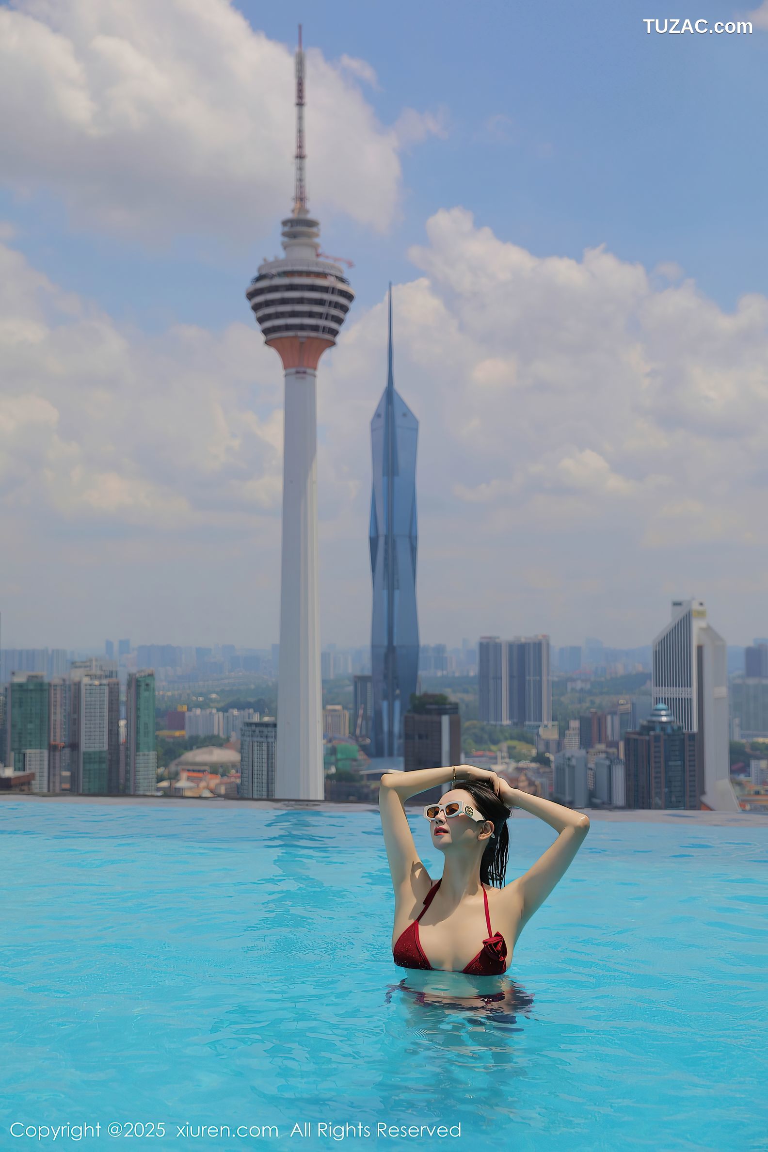 XiuRen秀人网-10172-Candy糖糖-吉隆坡无边泳池红色比基尼-2025.04.18