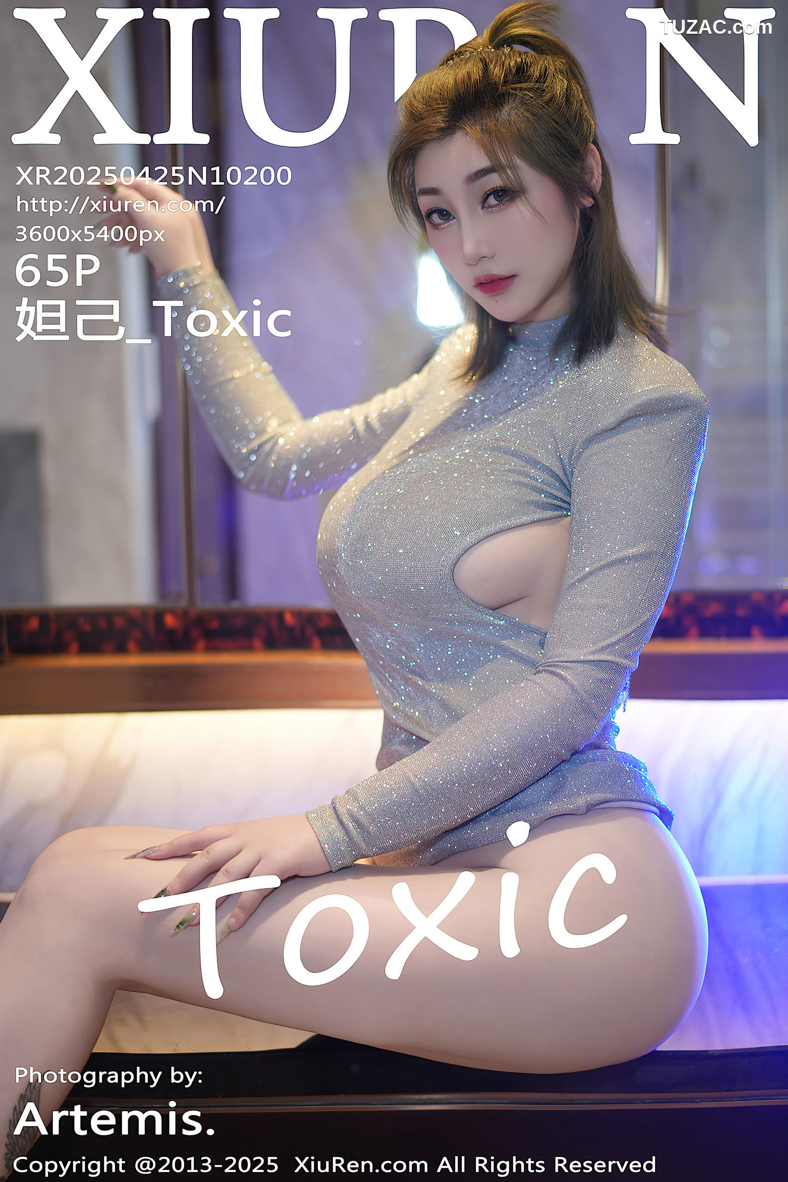 XiuRen秀人网-10200-妲己_Toxic-妲己Toxic-银色连衣短裙白色绑带情趣内衣爆乳-2025.04.25