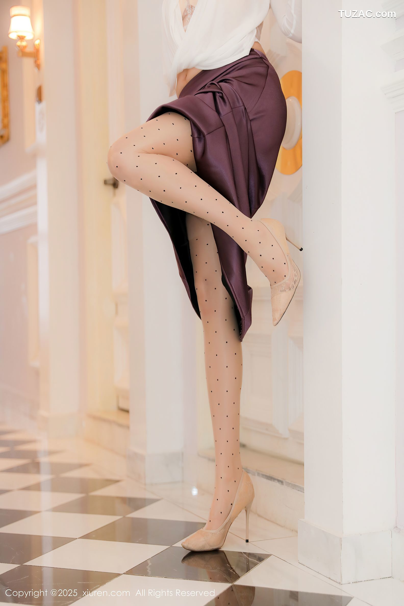 XiuRen秀人网-10201-Candy糖糖-白衫紫色长裙透视白纱内衣肉丝-2025.04.25