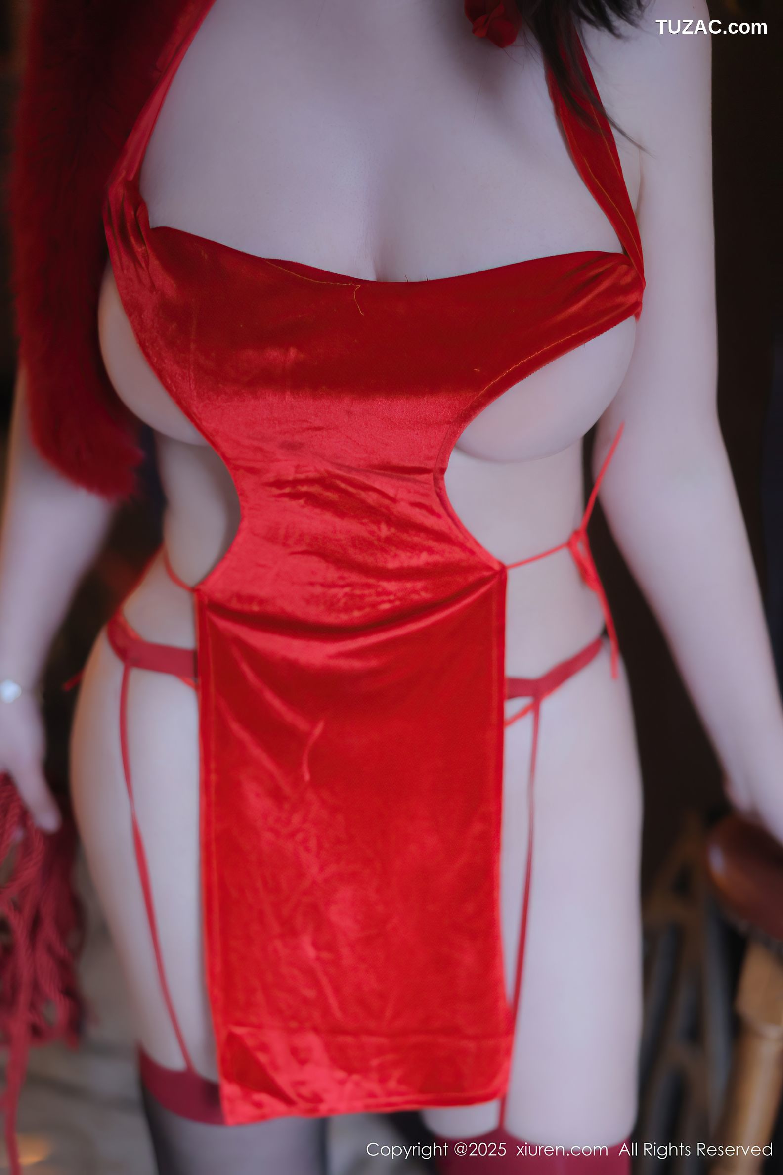 XiuRen秀人网-10212-白茹雪Abby-红色情趣连衣短裙红绳爆乳绑缚黑丝-2025.04.28