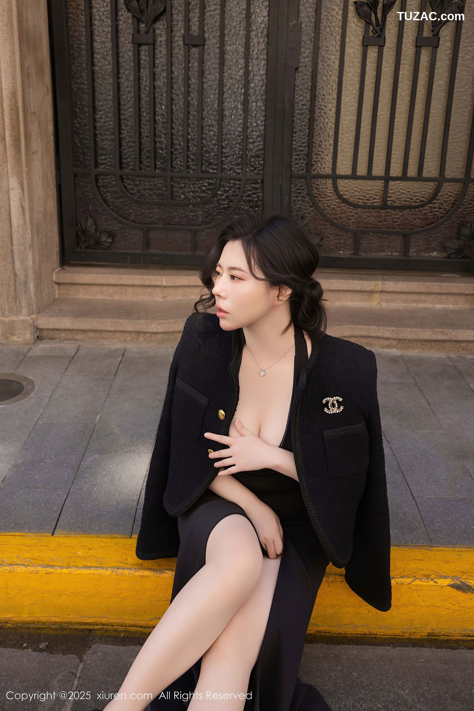 XiuRen秀人网-10236-白茹雪Abby-黑色礼服长裙-蓝T灰短裙黑丝-2025.05.06