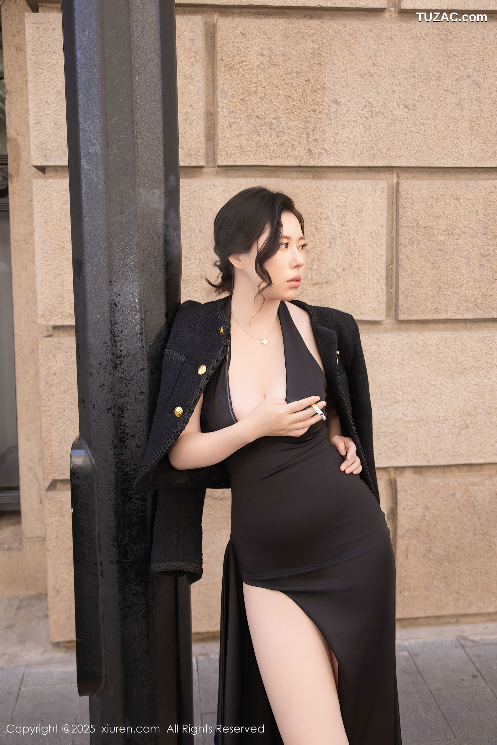 XiuRen秀人网-10236-白茹雪Abby-黑色礼服长裙-蓝T灰短裙黑丝-2025.05.06