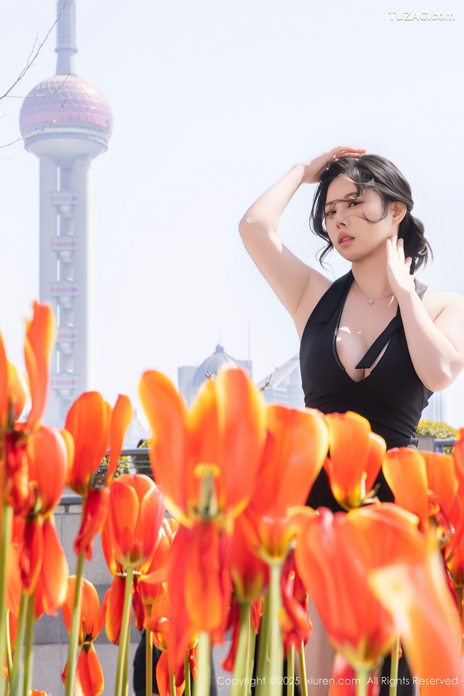 XiuRen秀人网-10236-白茹雪Abby-黑色礼服长裙-蓝T灰短裙黑丝-2025.05.06