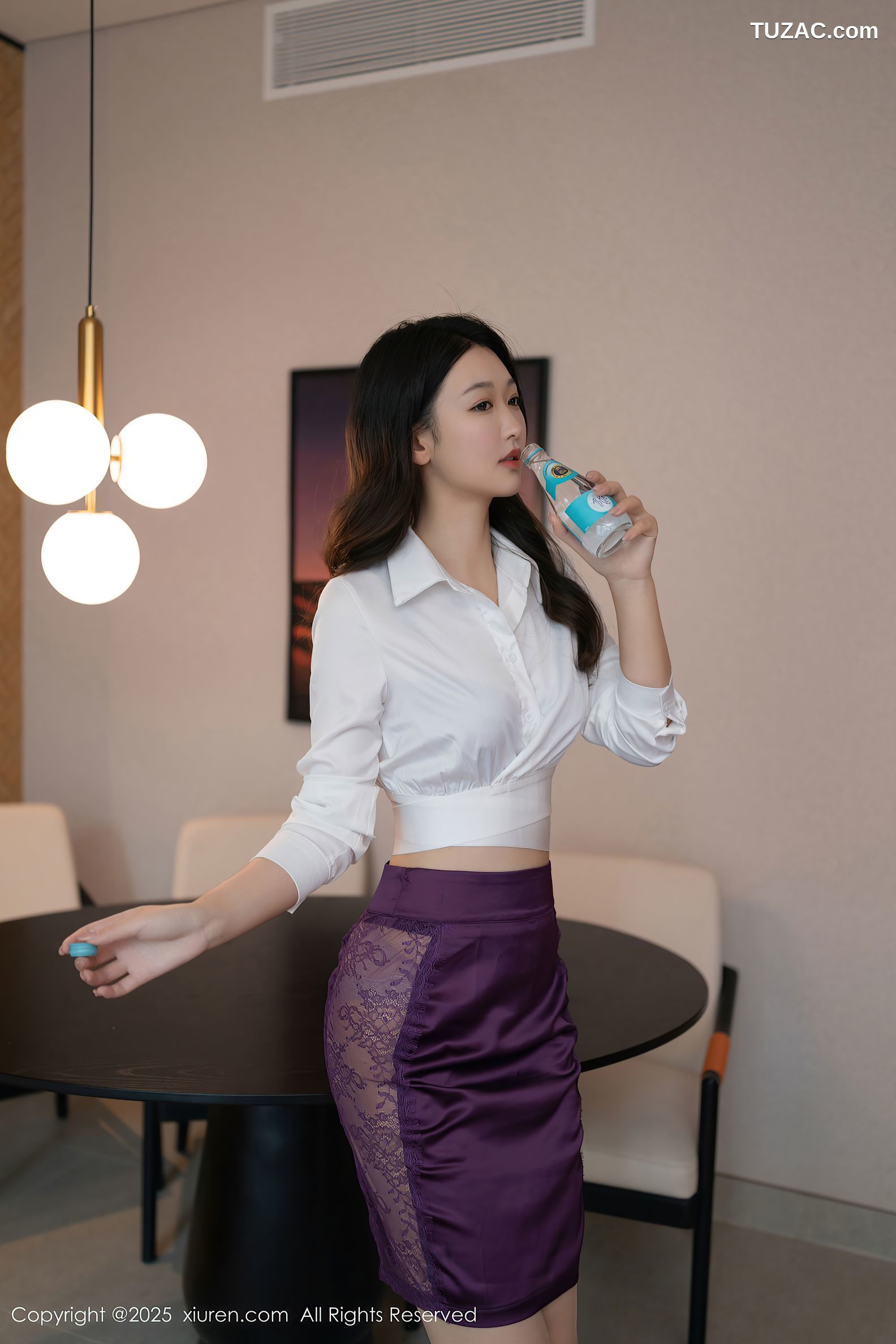 XiuRen秀人网-10238-唐安琪-白衬衫紫色短裙紫色内衣肉丝-2025.05.06