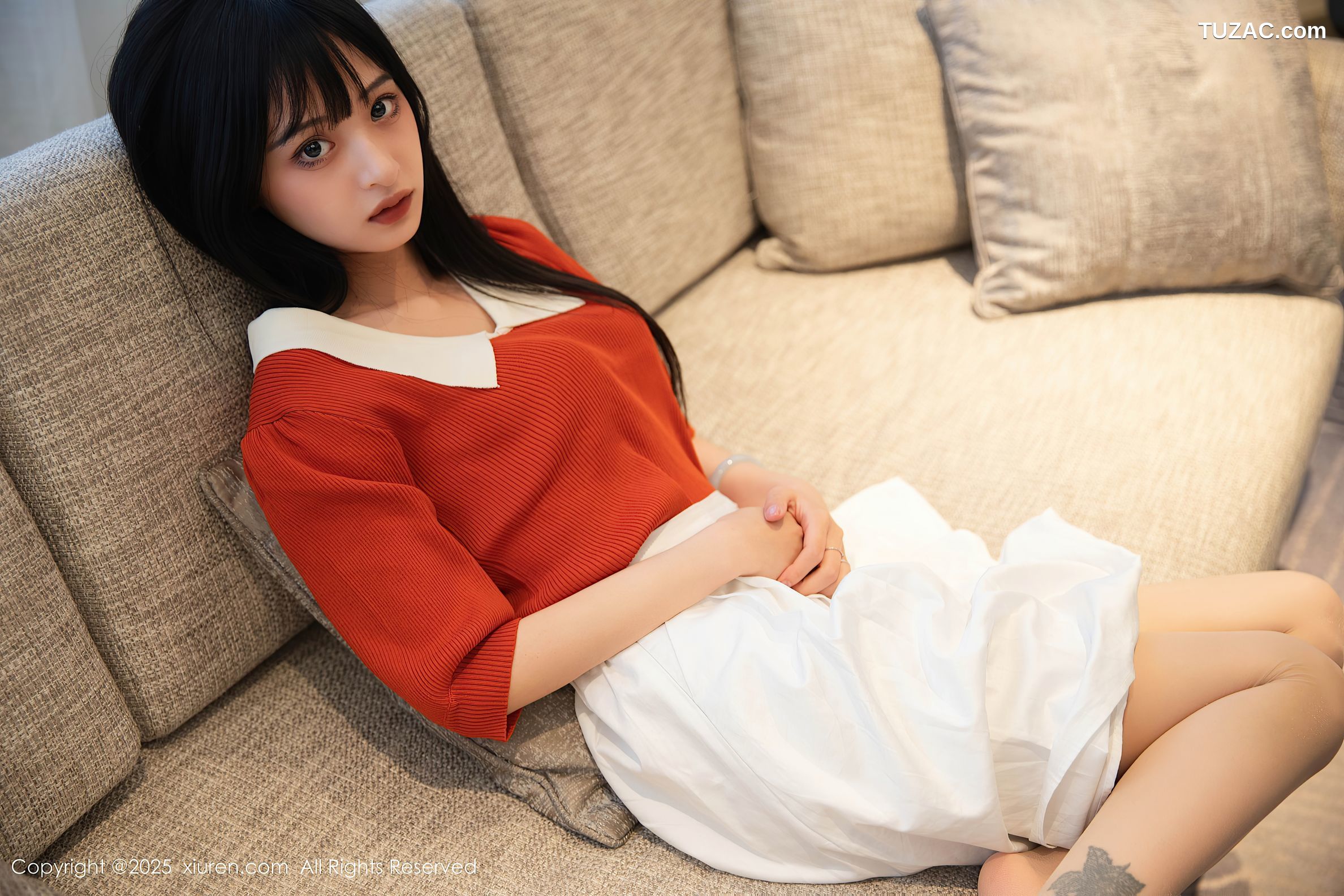 XiuRen秀人网-10247-茂木希子-桔色T恤白裙玉体诱人-2025.05.08