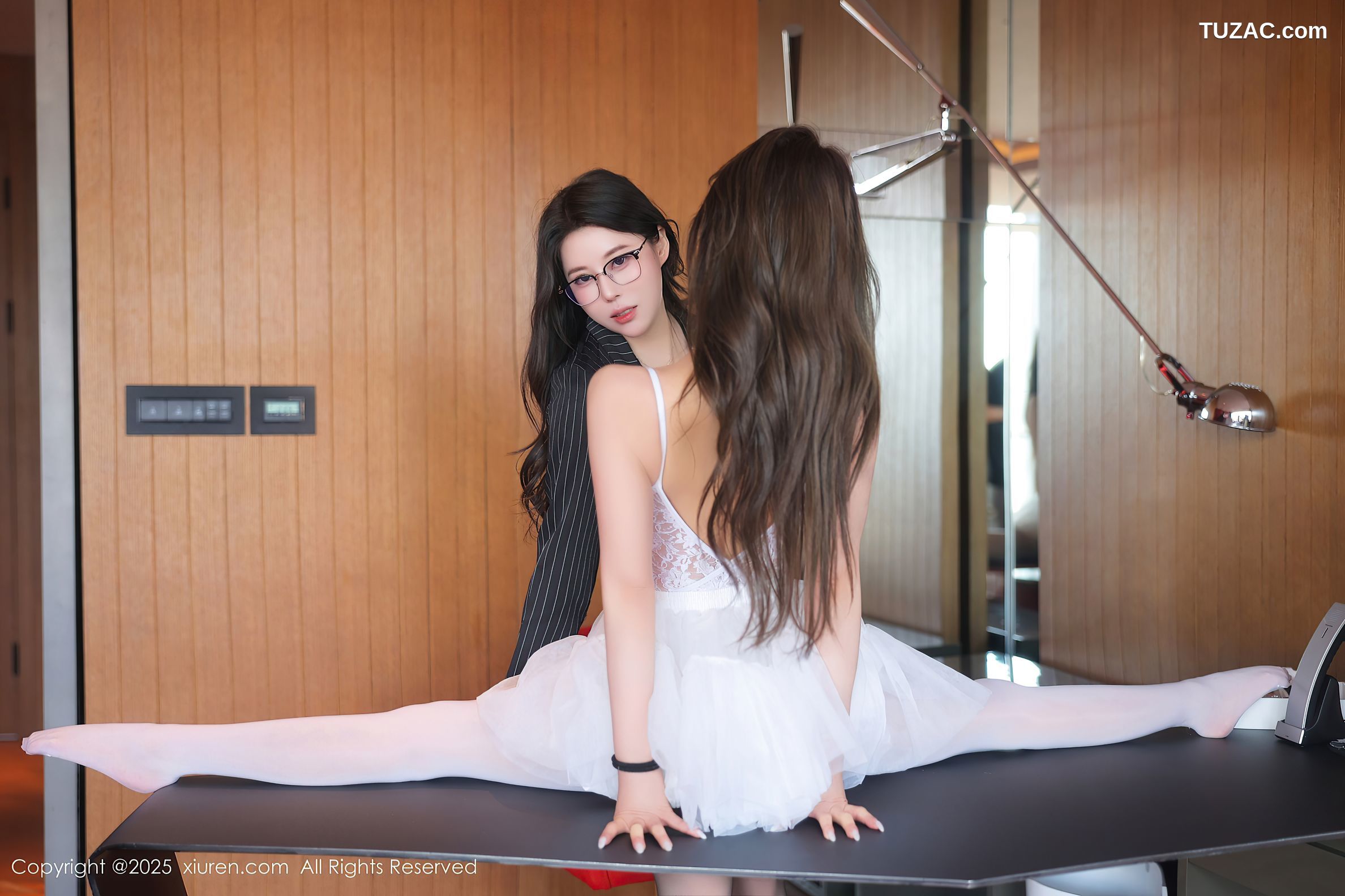 XiuRen秀人网-10295-白茹雪Abby-姐妹花-黑丝OL-白蕾丝舞女-2025.05.19
