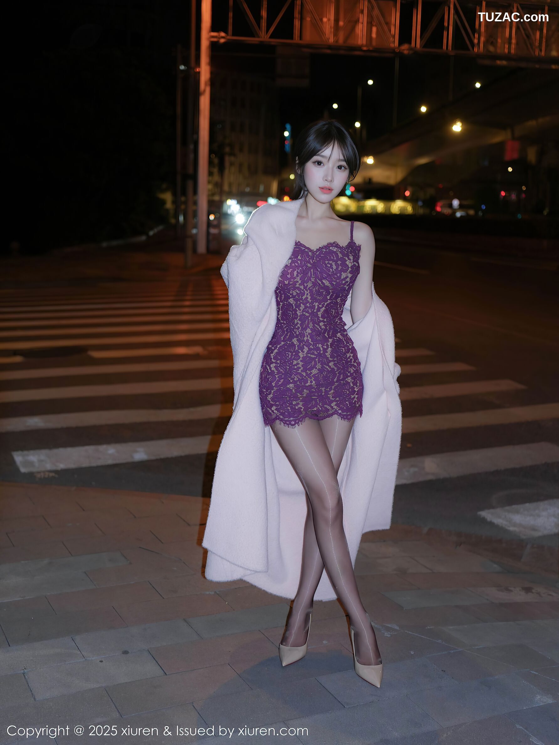 XiuRen秀人网-10332-汁汁-紫色吊带短裙黑丝爆乳-2025.05.27
