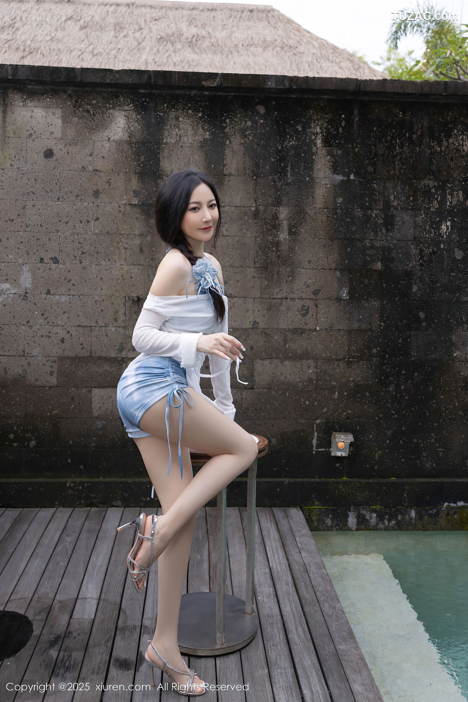 XiuRen秀人网-10377-鱼子酱Fish-轻透白色连衣短裙蓝色比基尼-2025.06.06