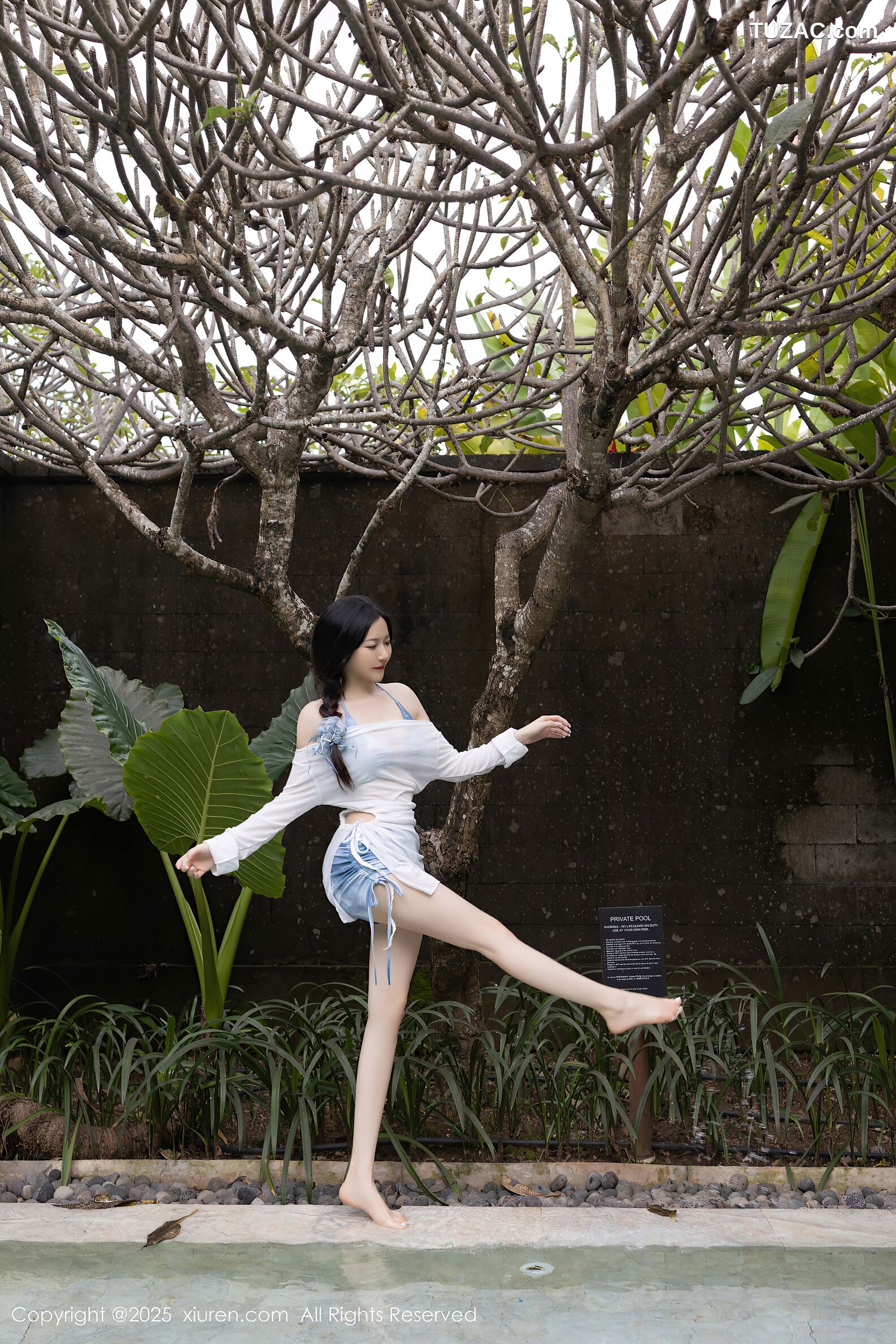 XiuRen秀人网-10377-鱼子酱Fish-轻透白色连衣短裙蓝色比基尼-2025.06.06