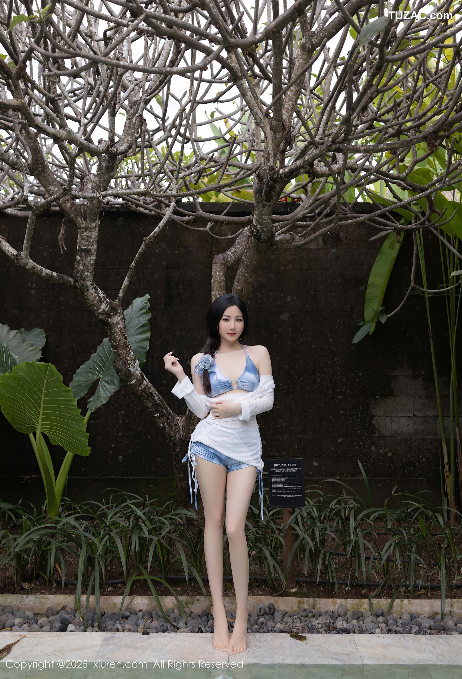 XiuRen秀人网-10377-鱼子酱Fish-轻透白色连衣短裙蓝色比基尼-2025.06.06