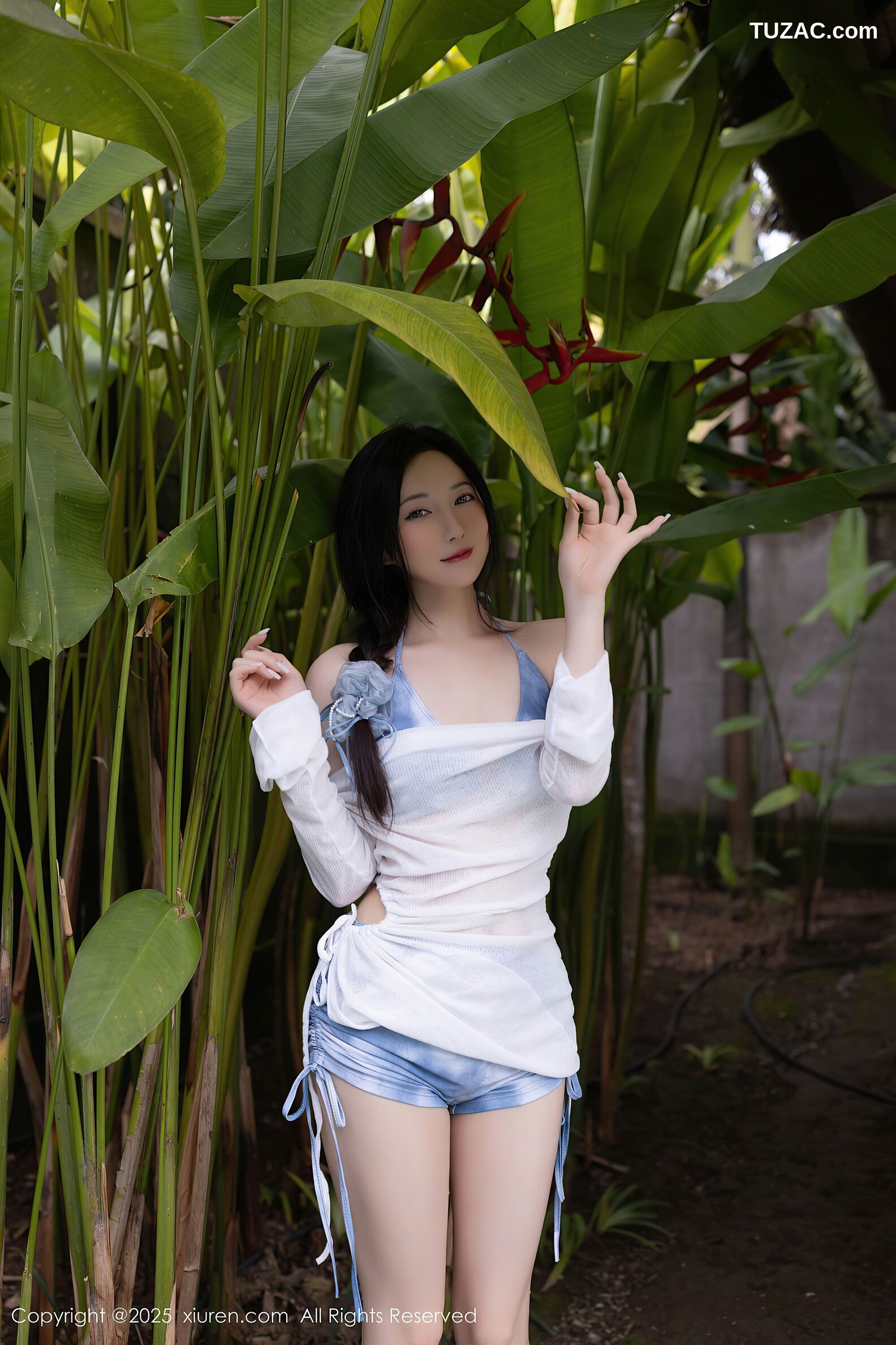 XiuRen秀人网-10377-鱼子酱Fish-轻透白色连衣短裙蓝色比基尼-2025.06.06