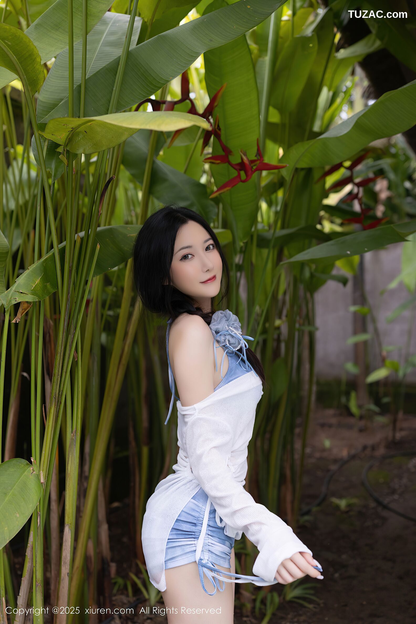 XiuRen秀人网-10377-鱼子酱Fish-轻透白色连衣短裙蓝色比基尼-2025.06.06