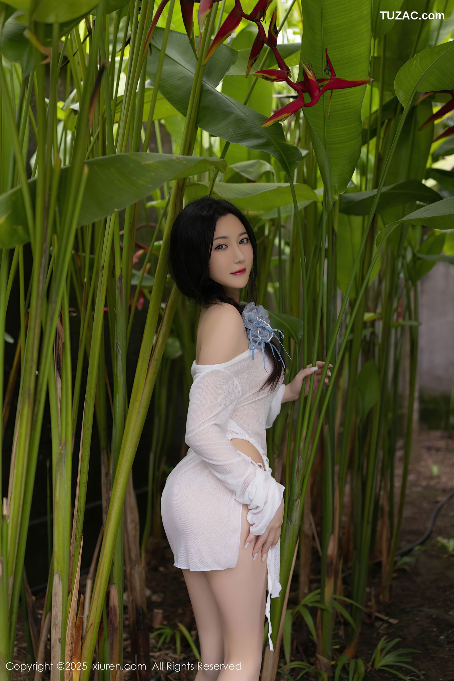 XiuRen秀人网-10377-鱼子酱Fish-轻透白色连衣短裙蓝色比基尼-2025.06.06