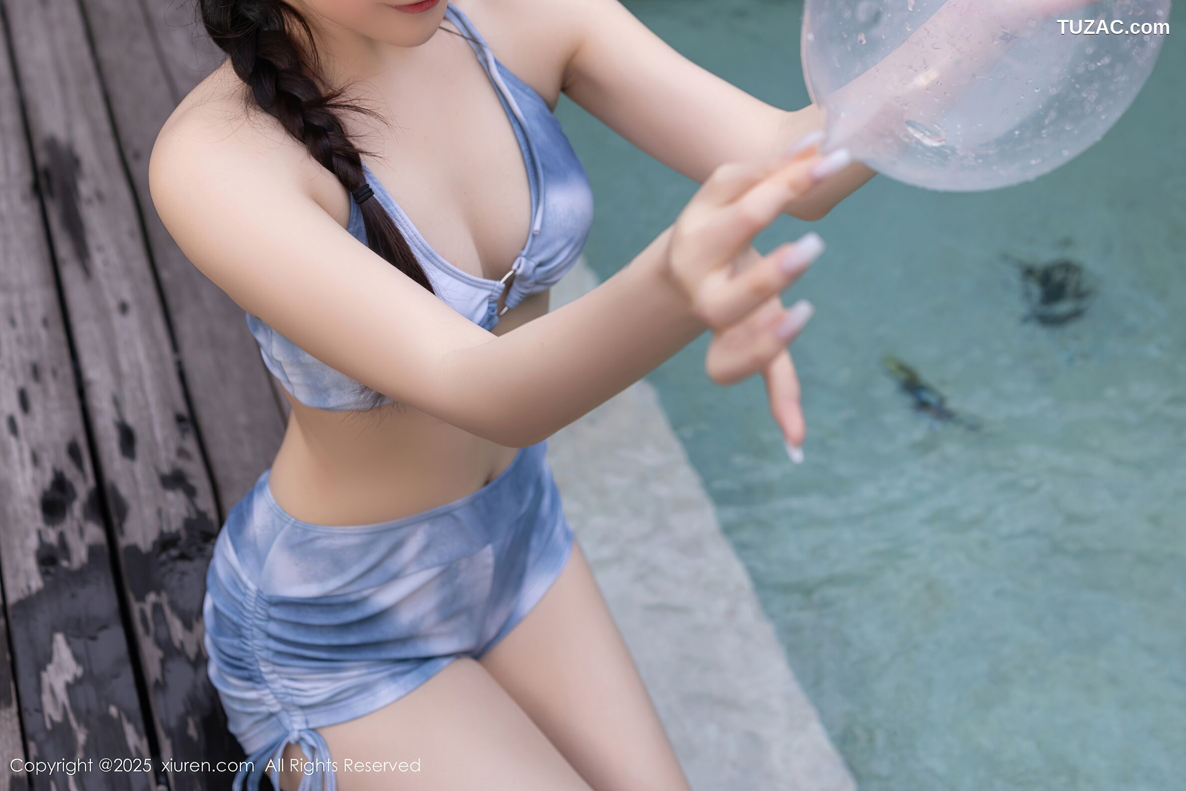 XiuRen秀人网-10377-鱼子酱Fish-轻透白色连衣短裙蓝色比基尼-2025.06.06