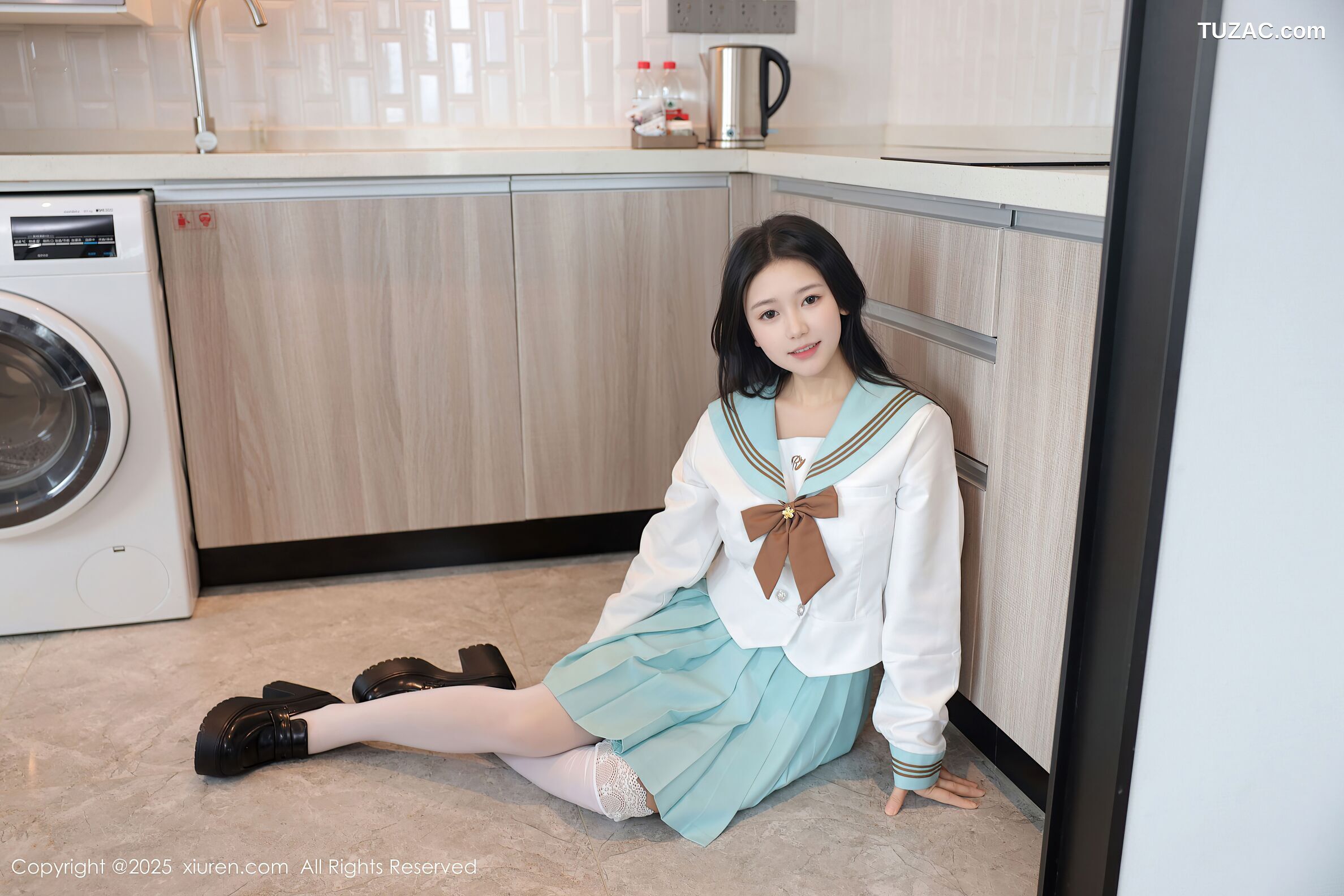 XiuRen秀人网-10379-林嘉馨-浅绿JK学生服水手短裙白蕾丝内衣-2025.06.09