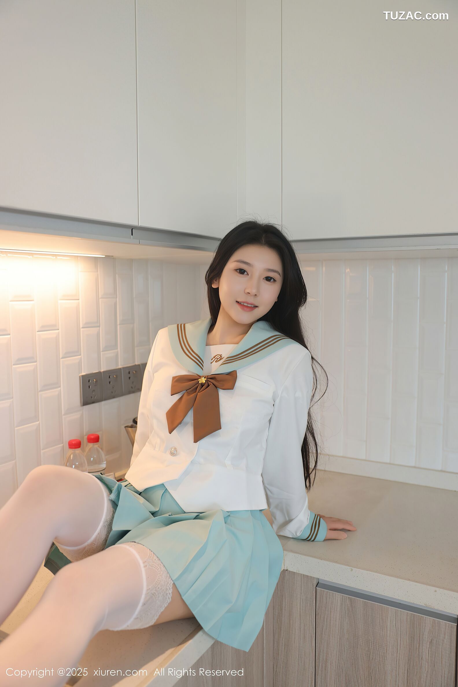 XiuRen秀人网-10379-林嘉馨-浅绿JK学生服水手短裙白蕾丝内衣-2025.06.09