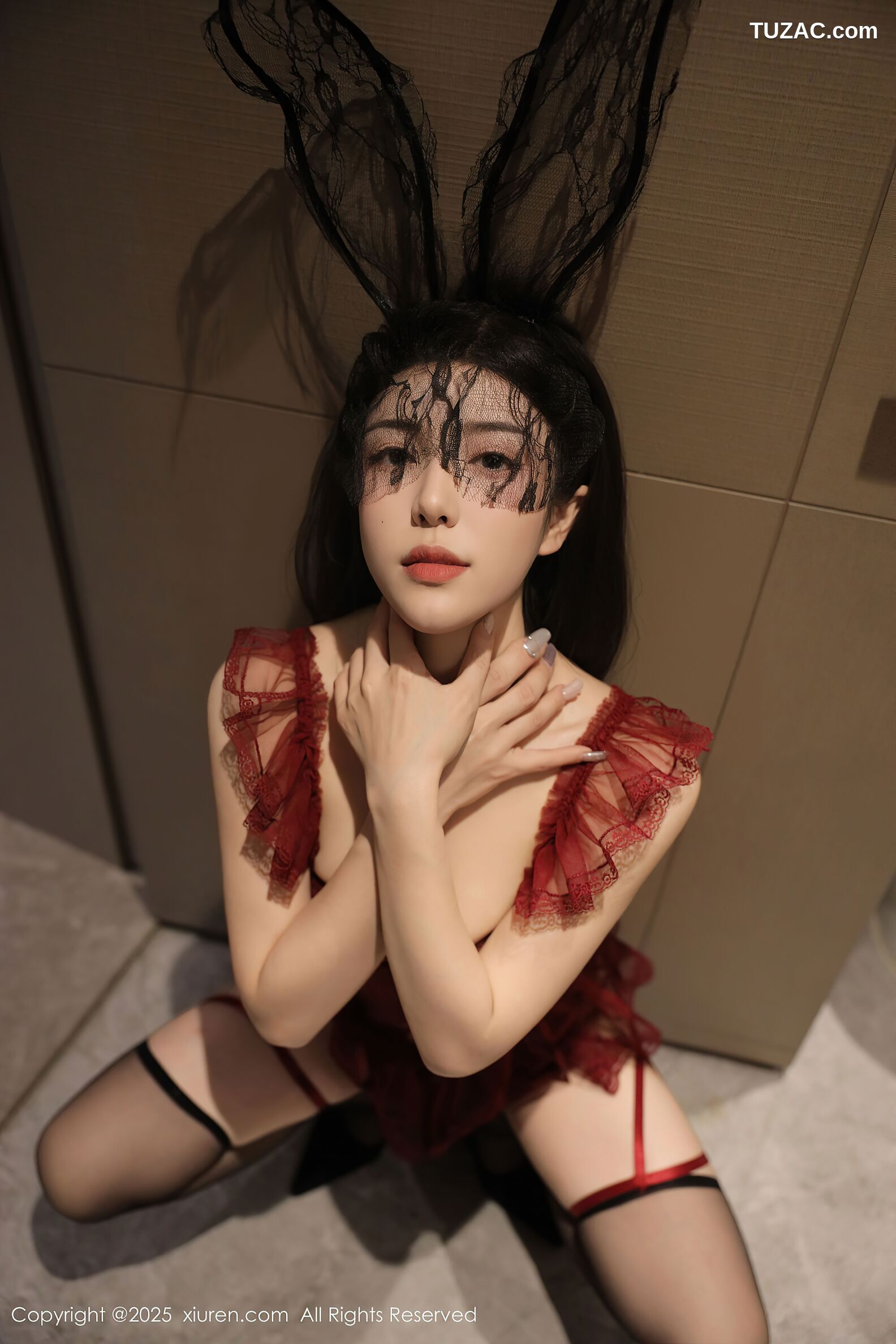 XiuRen秀人网-10386-李安妮-兔女郎情趣红蕾丝内衣高跟黑丝-2025.06.10