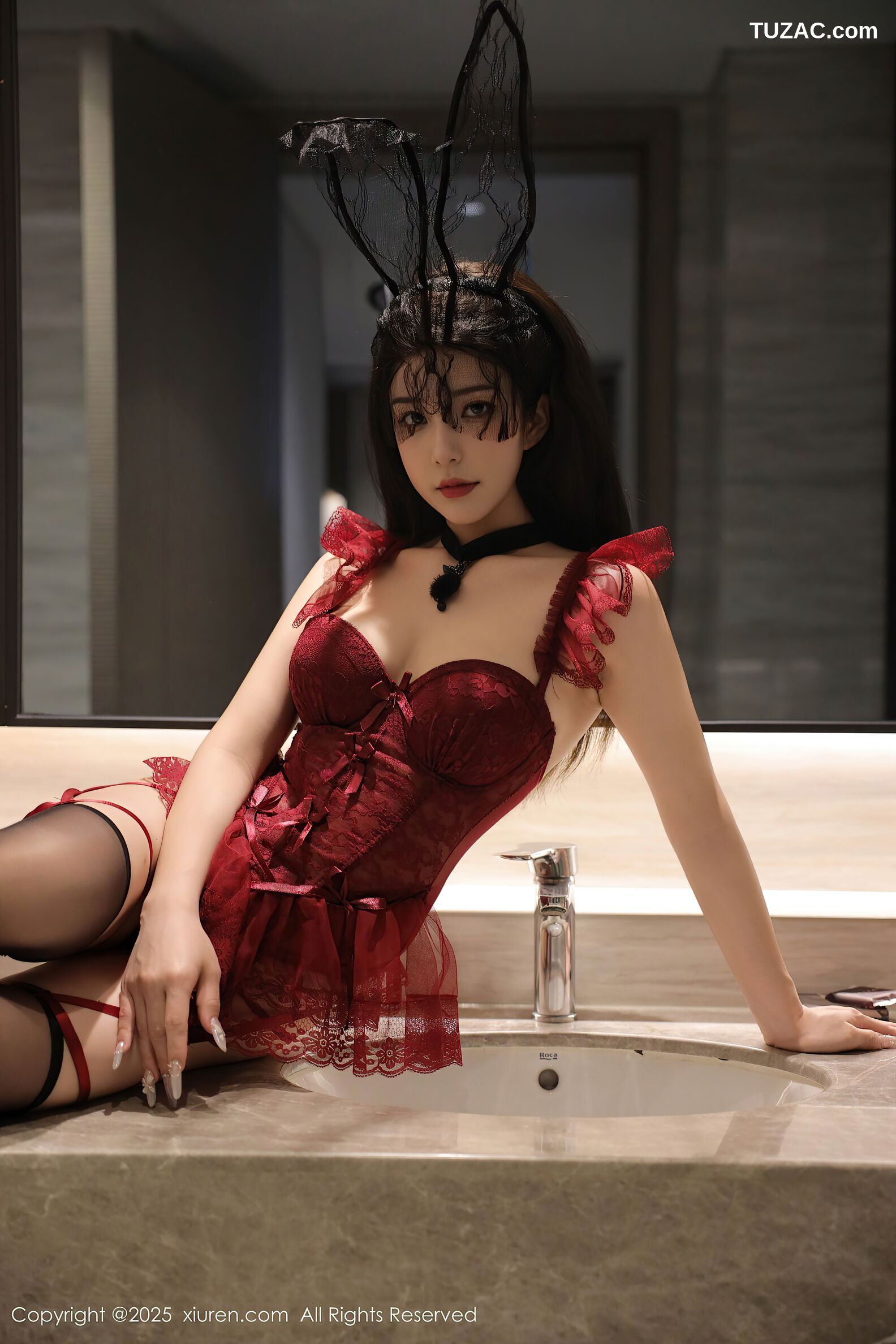 XiuRen秀人网-10386-李安妮-兔女郎情趣红蕾丝内衣高跟黑丝-2025.06.10