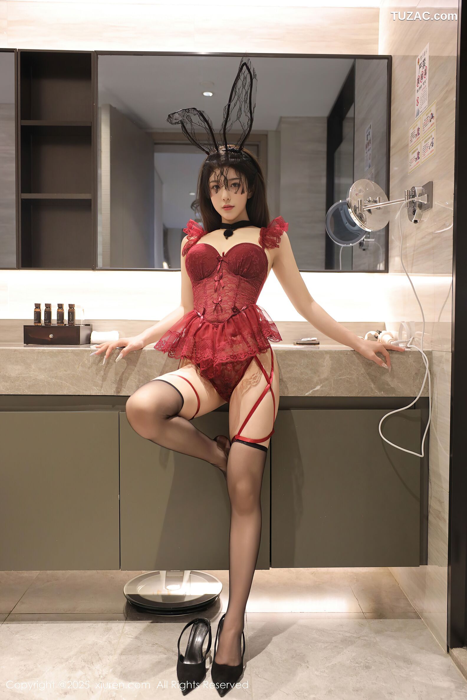 XiuRen秀人网-10386-李安妮-兔女郎情趣红蕾丝内衣高跟黑丝-2025.06.10