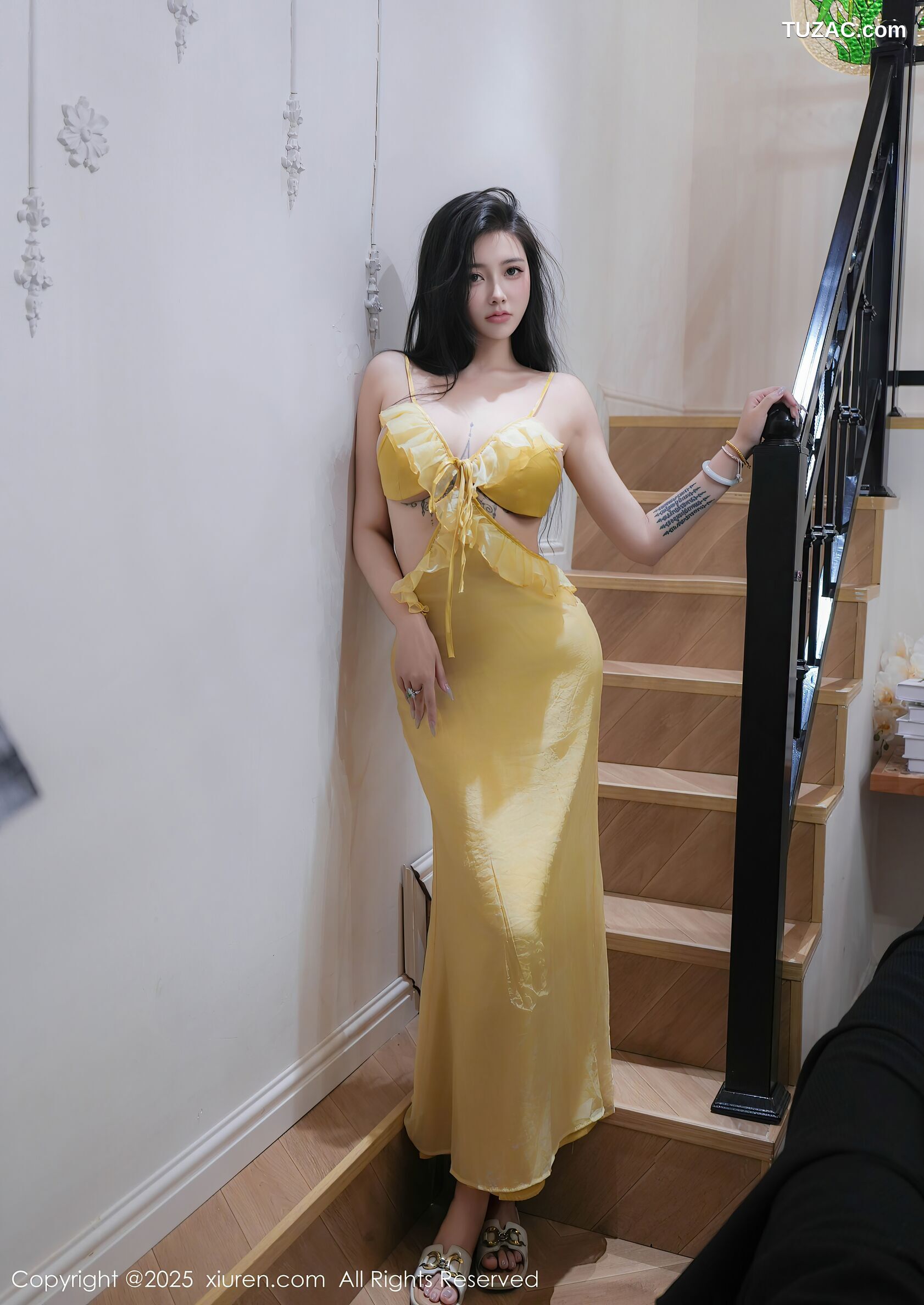 XiuRen秀人网-10395-娜比-黄色吊带纱裙爆乳-2025.06.11
