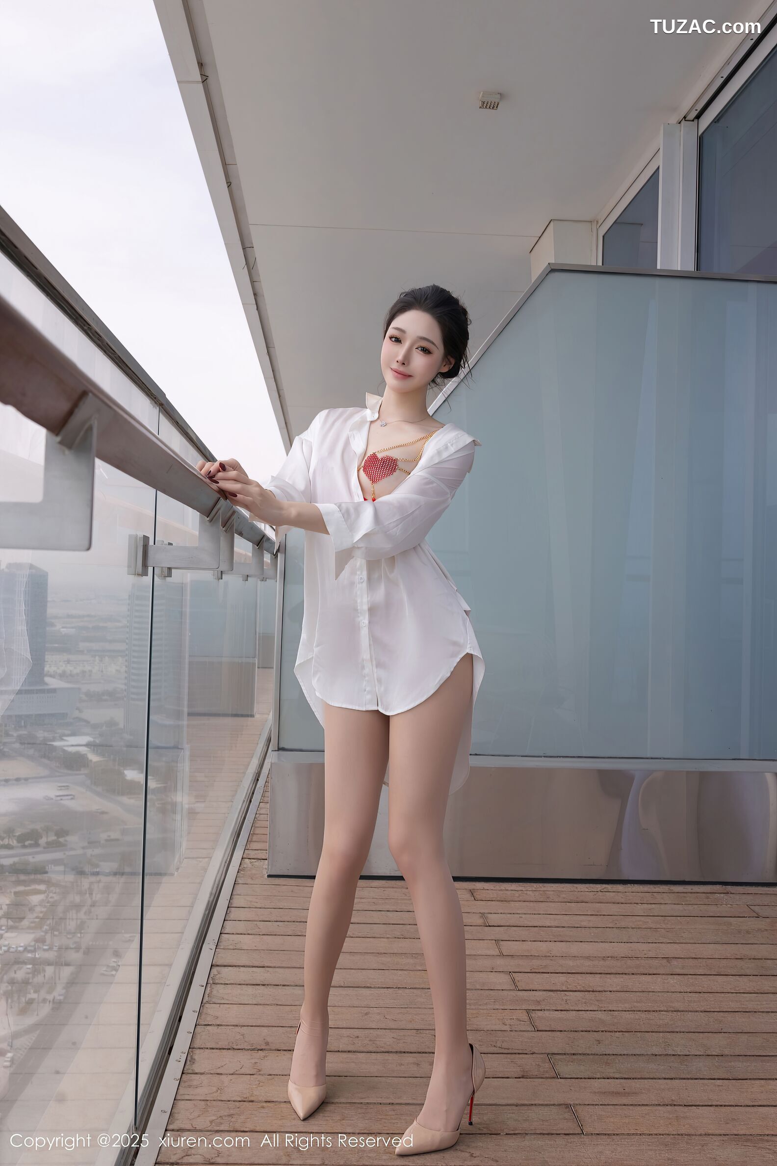 XiuRen秀人网-10411-小逗逗-红色情趣内衣白衬衫-2025.06.13