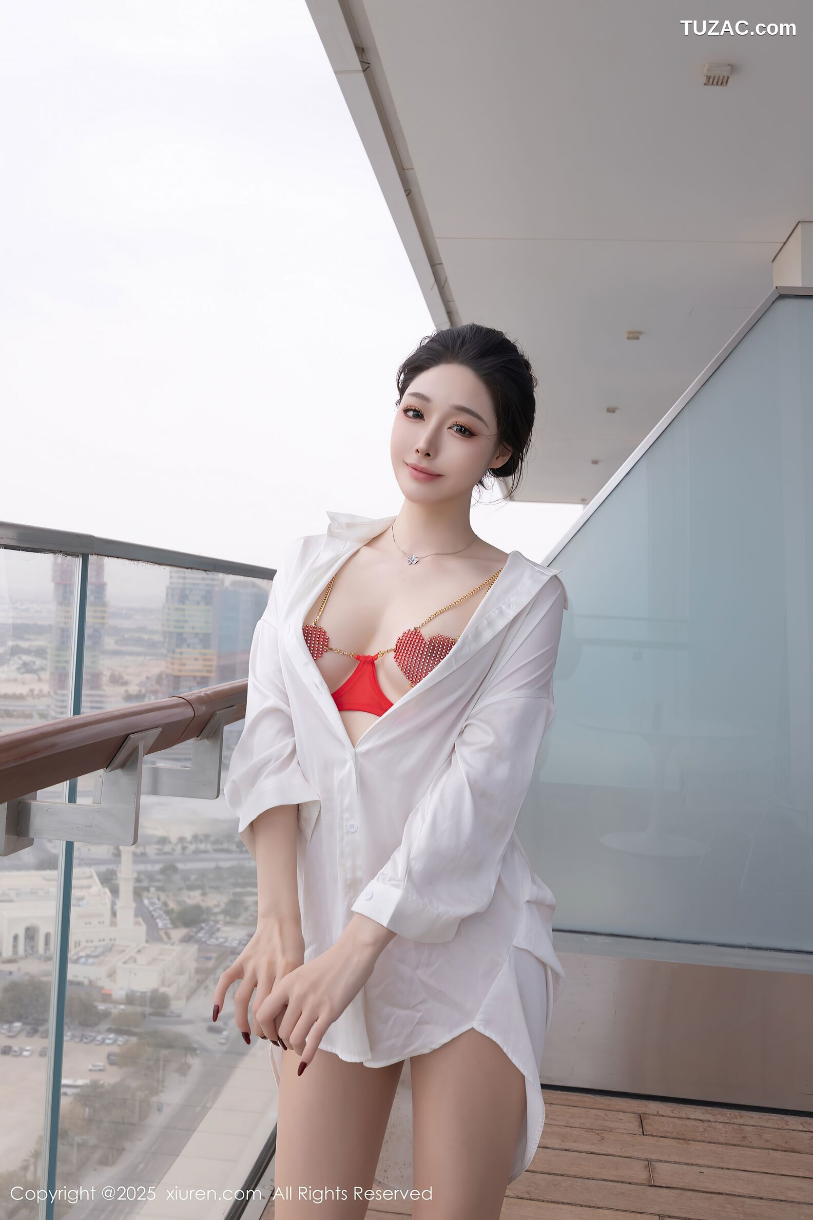 XiuRen秀人网-10411-小逗逗-红色情趣内衣白衬衫-2025.06.13