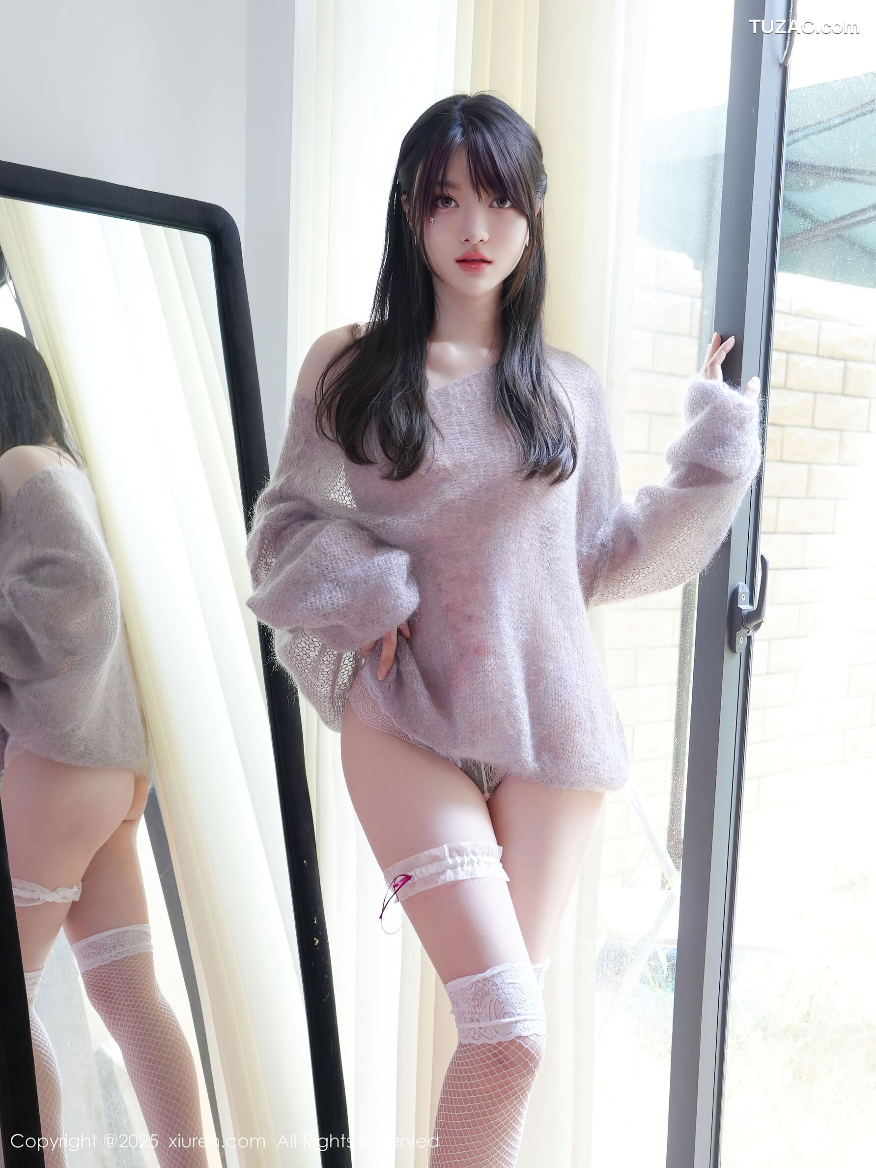 XiuRen秀人网-10416-白露lulu-灰色针织衫粉色情趣内衣白丝爆乳-2025.06.16