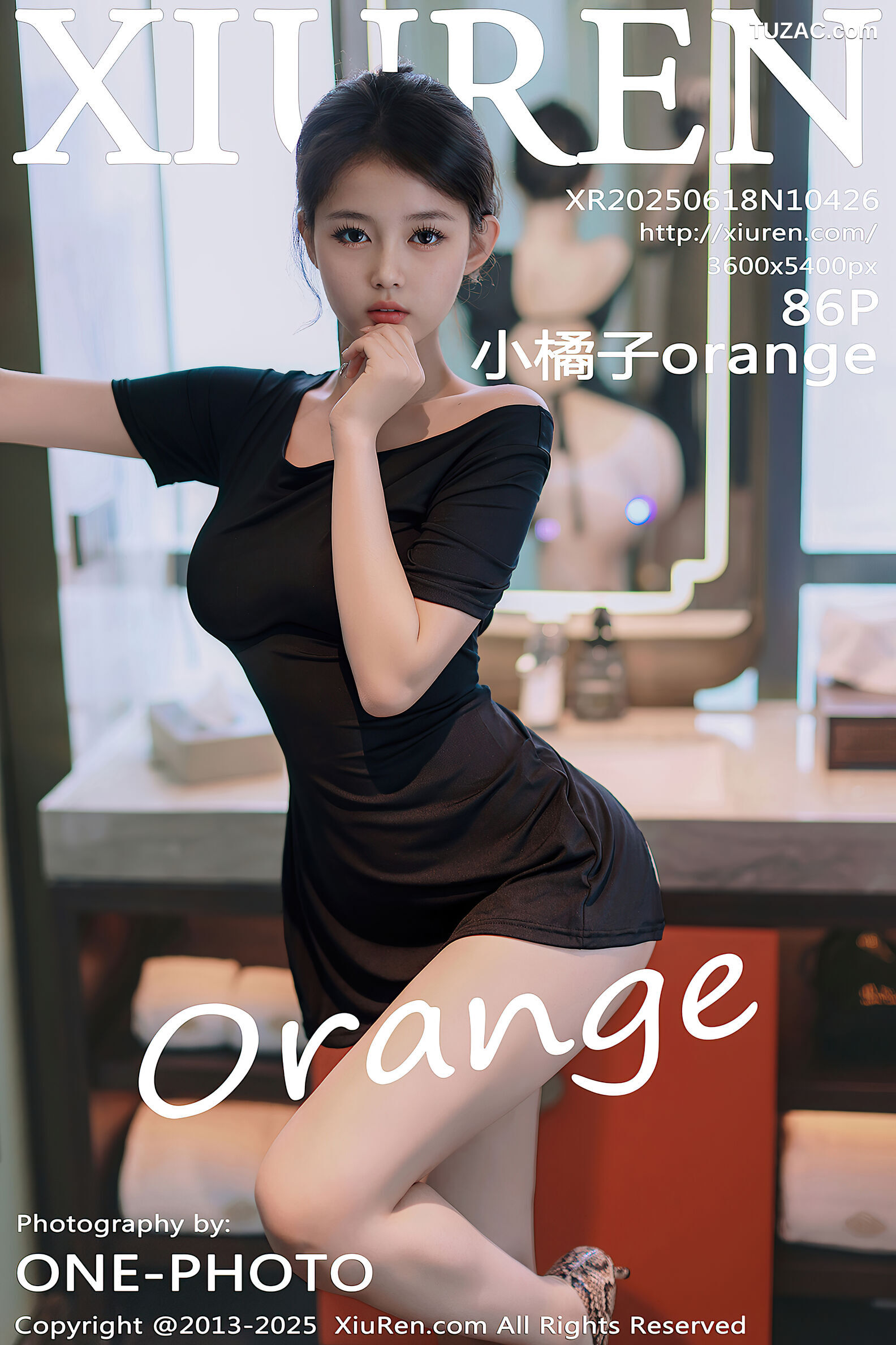 XiuRen秀人网-10426-小橘子orange-黑色连衣短裙美胸发光肛塞-2025.06.18