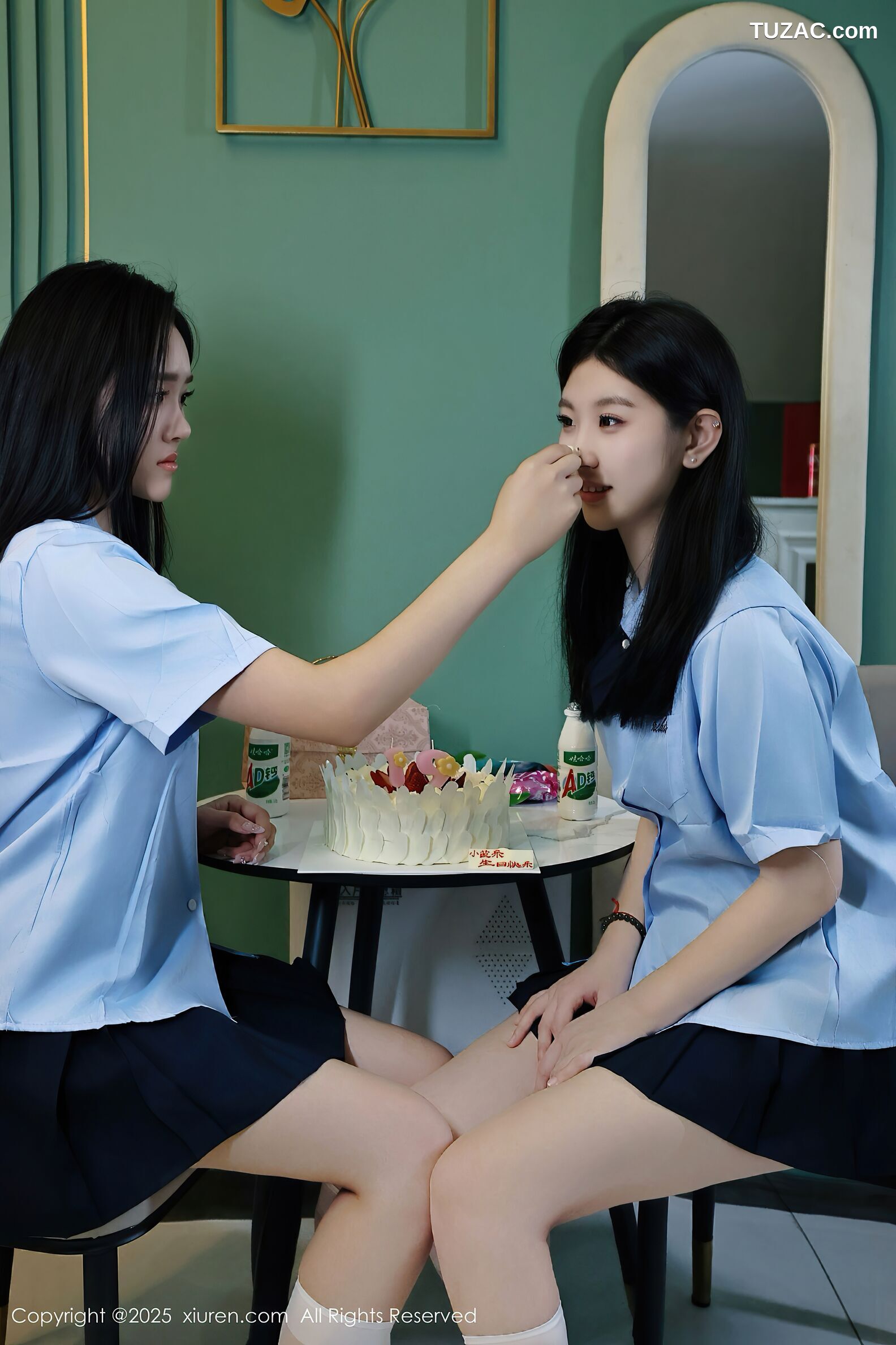 XiuRen秀人网-10443-小芭乐-衬衫短裙姐妹花女生爆乳激情互动-2025.06.20