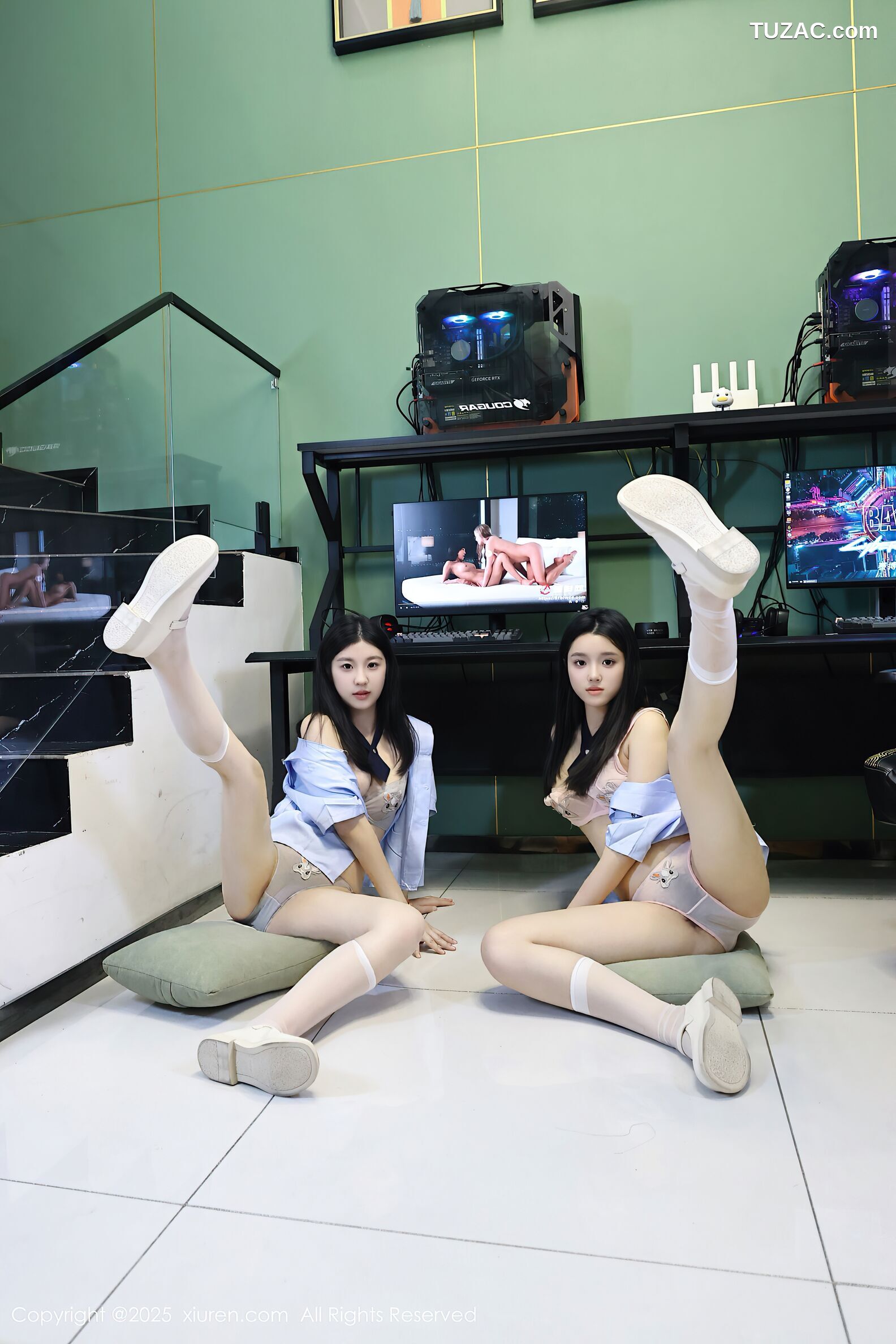 XiuRen秀人网-10443-小芭乐-衬衫短裙姐妹花女生爆乳激情互动-2025.06.20