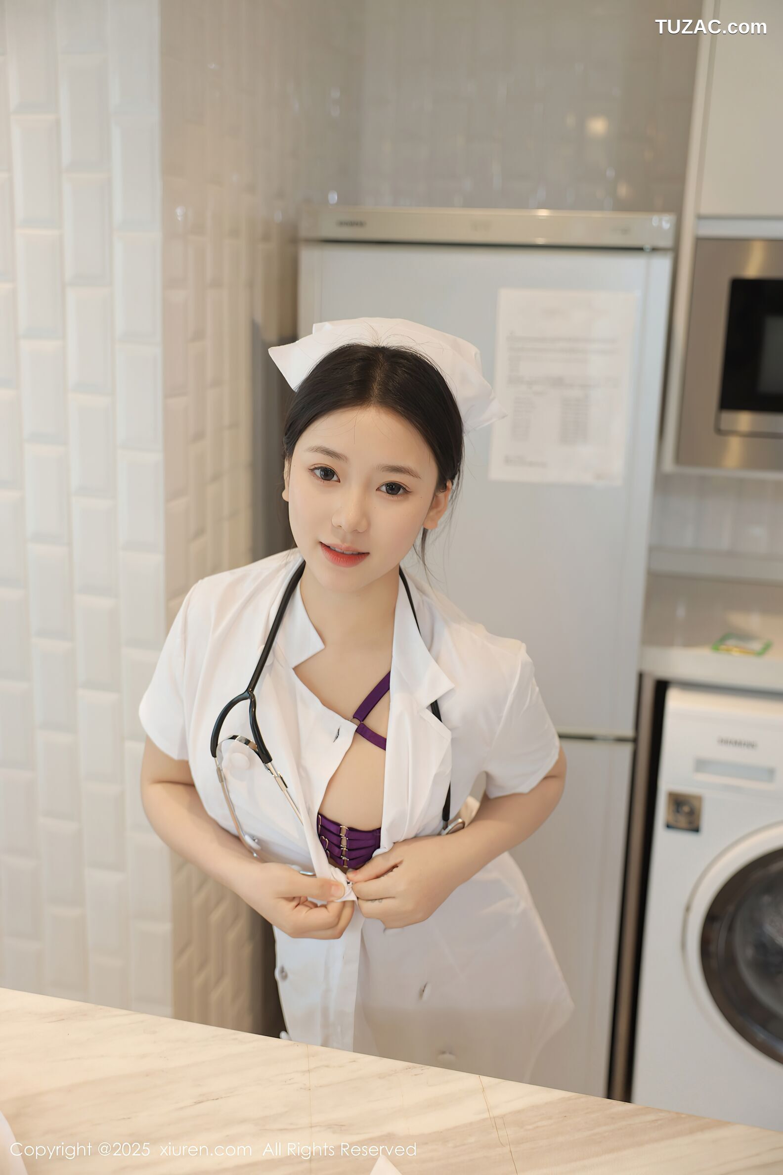 XiuRen秀人网-10465-林嘉馨-白色护士制服紫色绑带情趣内衣-2025.06.26
