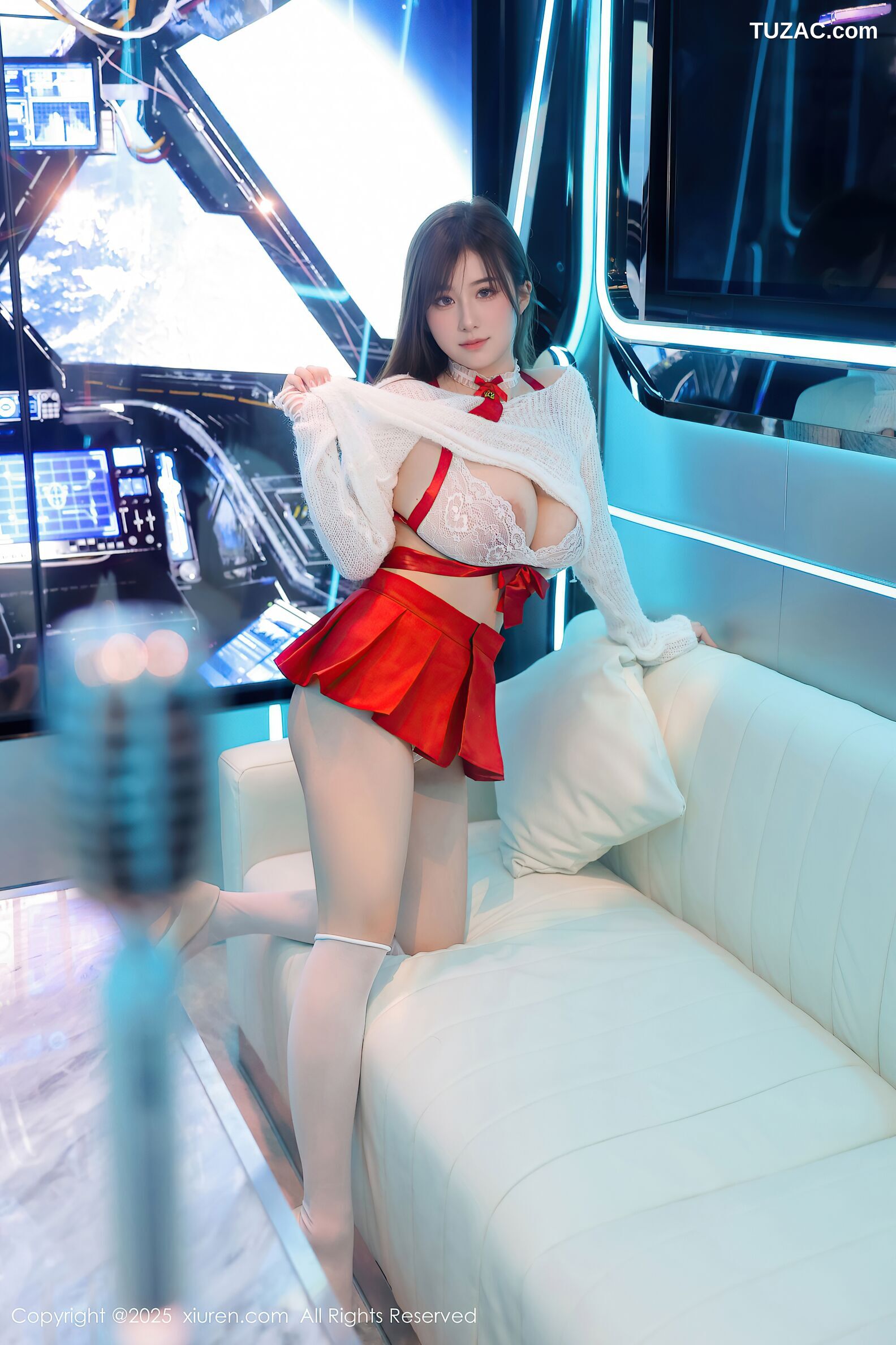 XiuRen秀人网-10470-小肉肉咪-童颜巨乳红色短裙白丝爆乳-2025.06.26